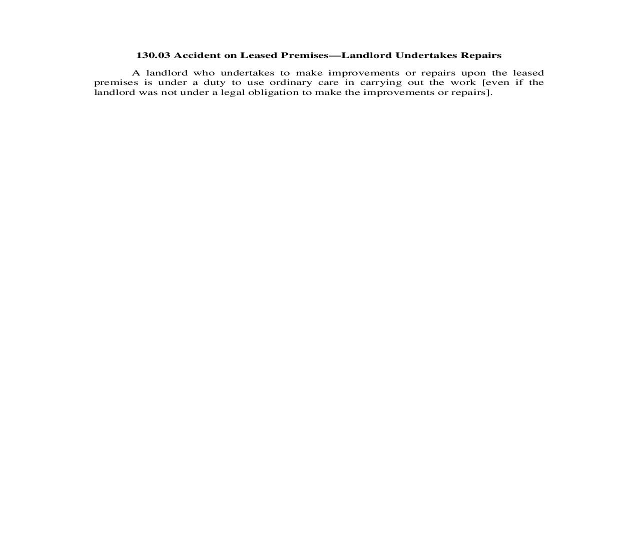 130.03. Accident on Leased Premises-Landlord Undertakes Repairs | Pdf Doc Docx | Illinois_JI