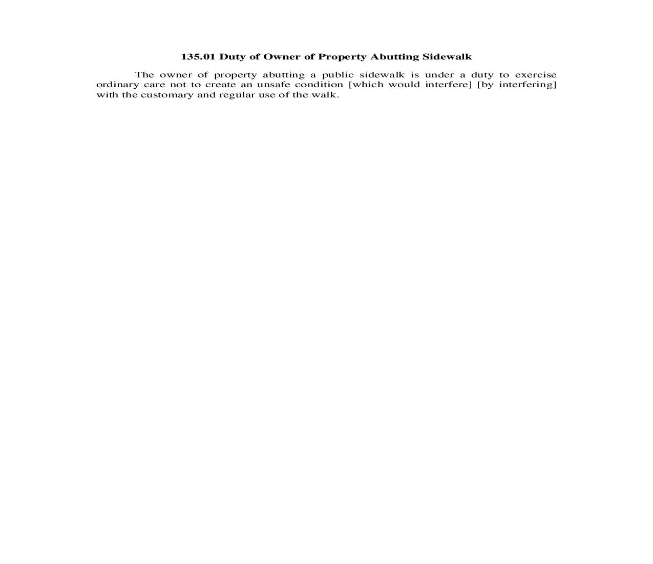 135.01. Duty of Owner of Property Abutting Sidewalk | Pdf Doc Docx | Illinois_JI