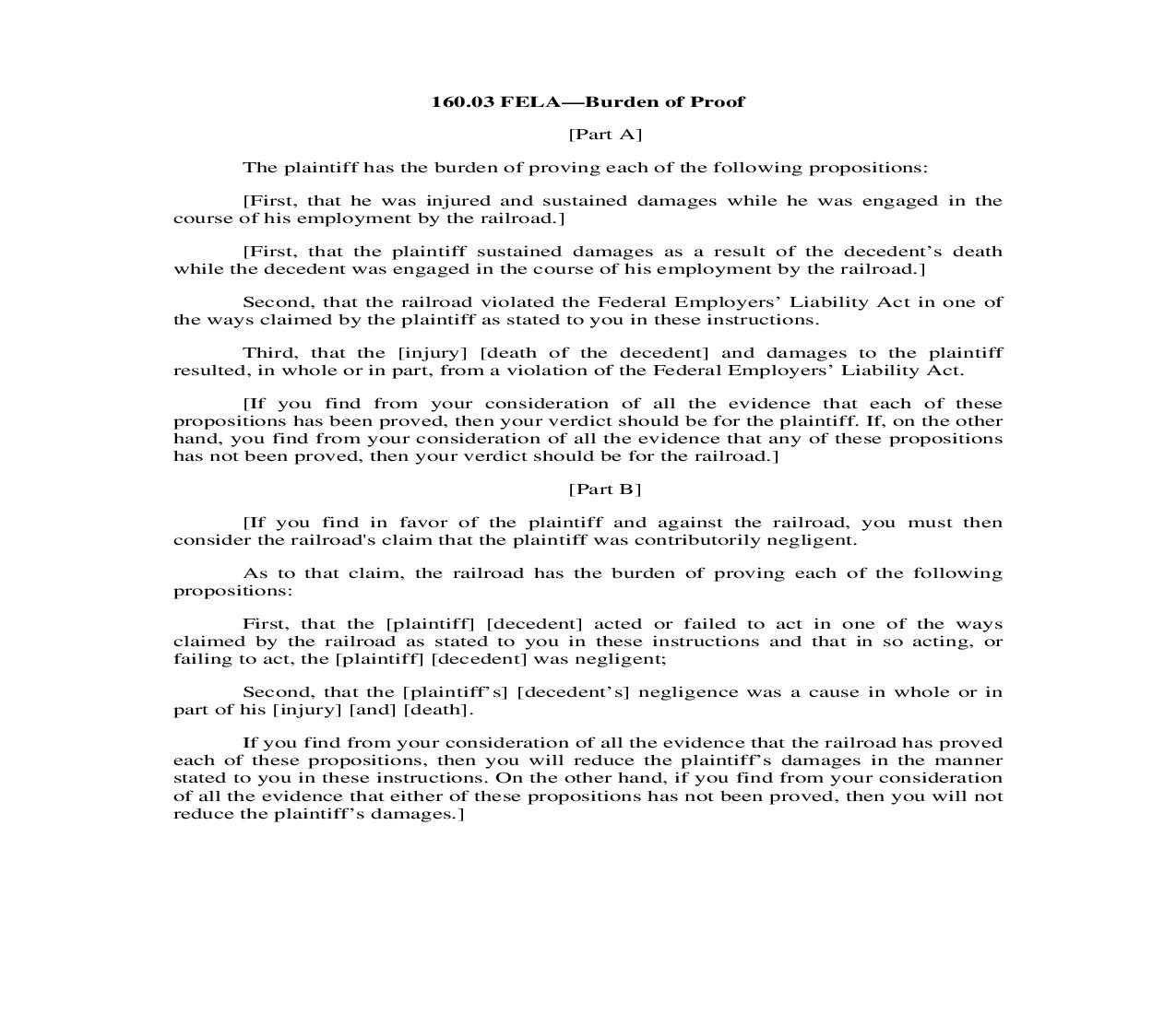 160.03. FELA-Burden of Proof | Pdf Doc Docx | Illinois_JI