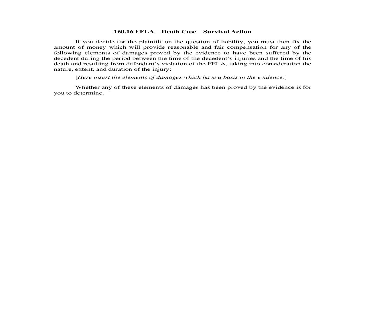 160.16. FELA-Death Case-Survival Action | Pdf Doc Docx | Illinois_JI