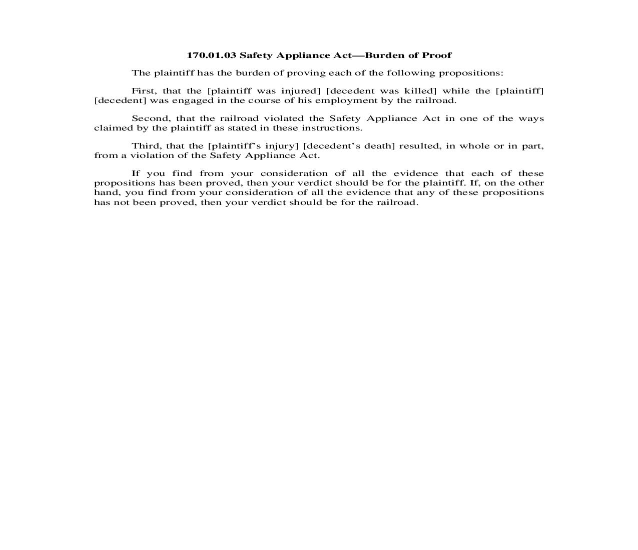 170.01.03. Safety Appliance Act-Burden of Proof | Pdf Doc Docx | Illinois_JI