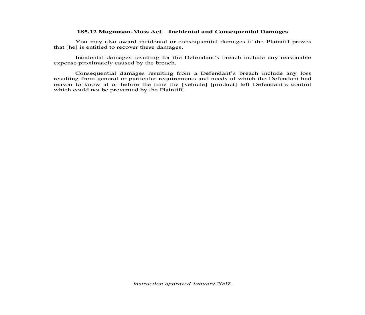 185.12. Magnuson-Moss Act-Incidental and Consequential Damages | Pdf Doc Docx | Illinois_JI