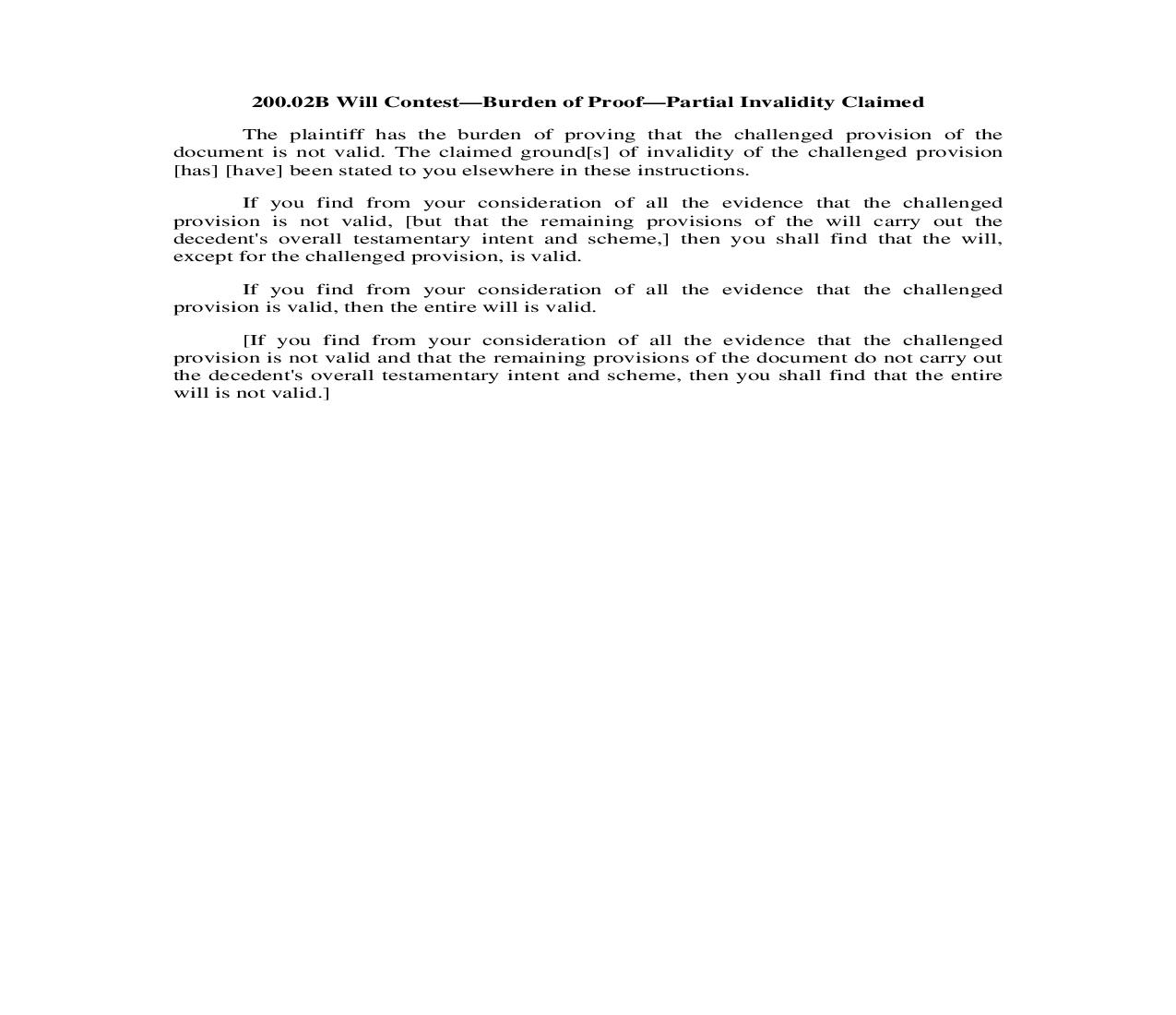 200.02B. Will Contest-Burden of Proof-Partial Invalidity Claimed | Pdf Doc Docx | Illinois_JI