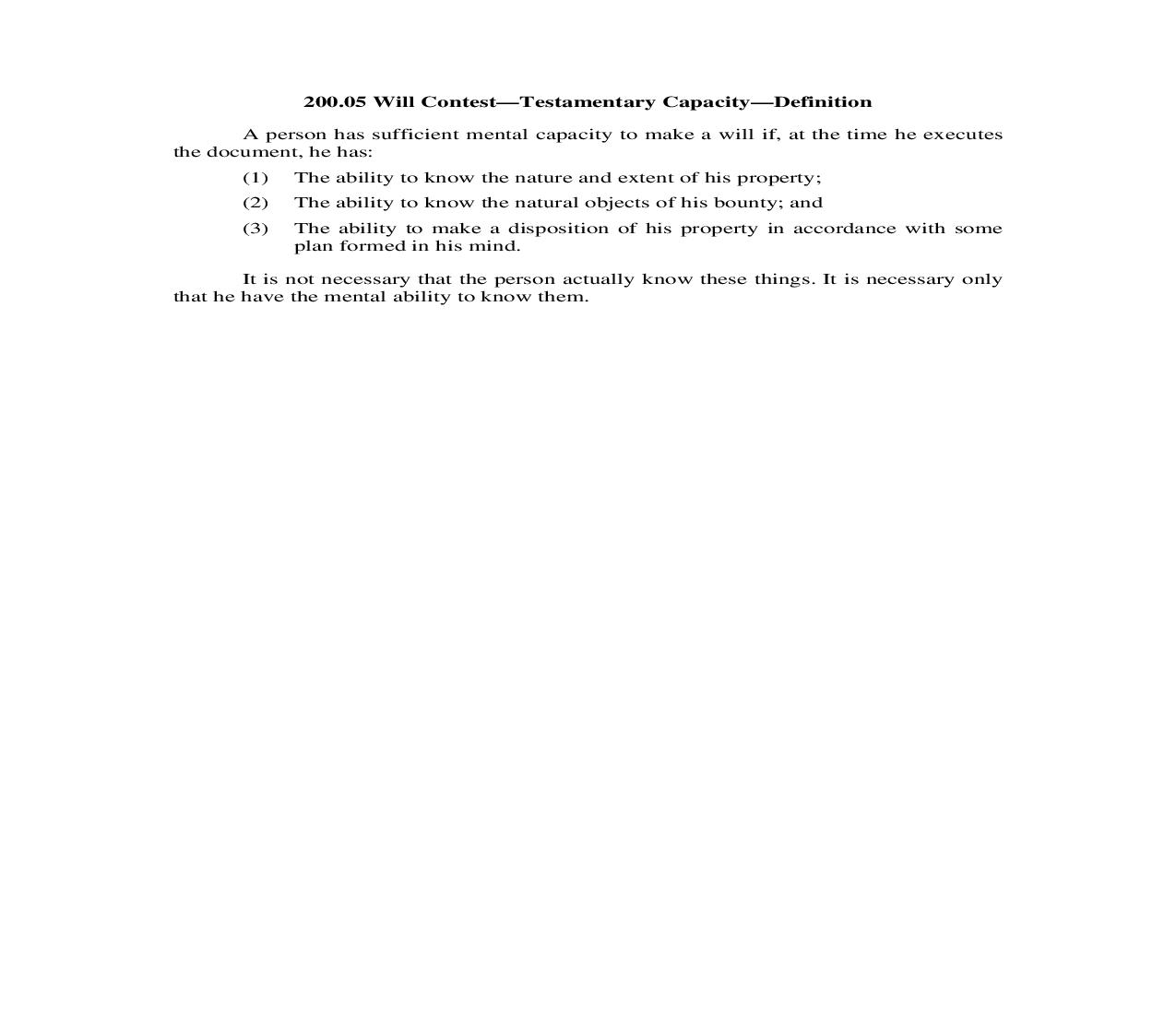 200.05. Will Contest-Testamentary Capacity-Definition | Pdf Doc Docx | Illinois_JI