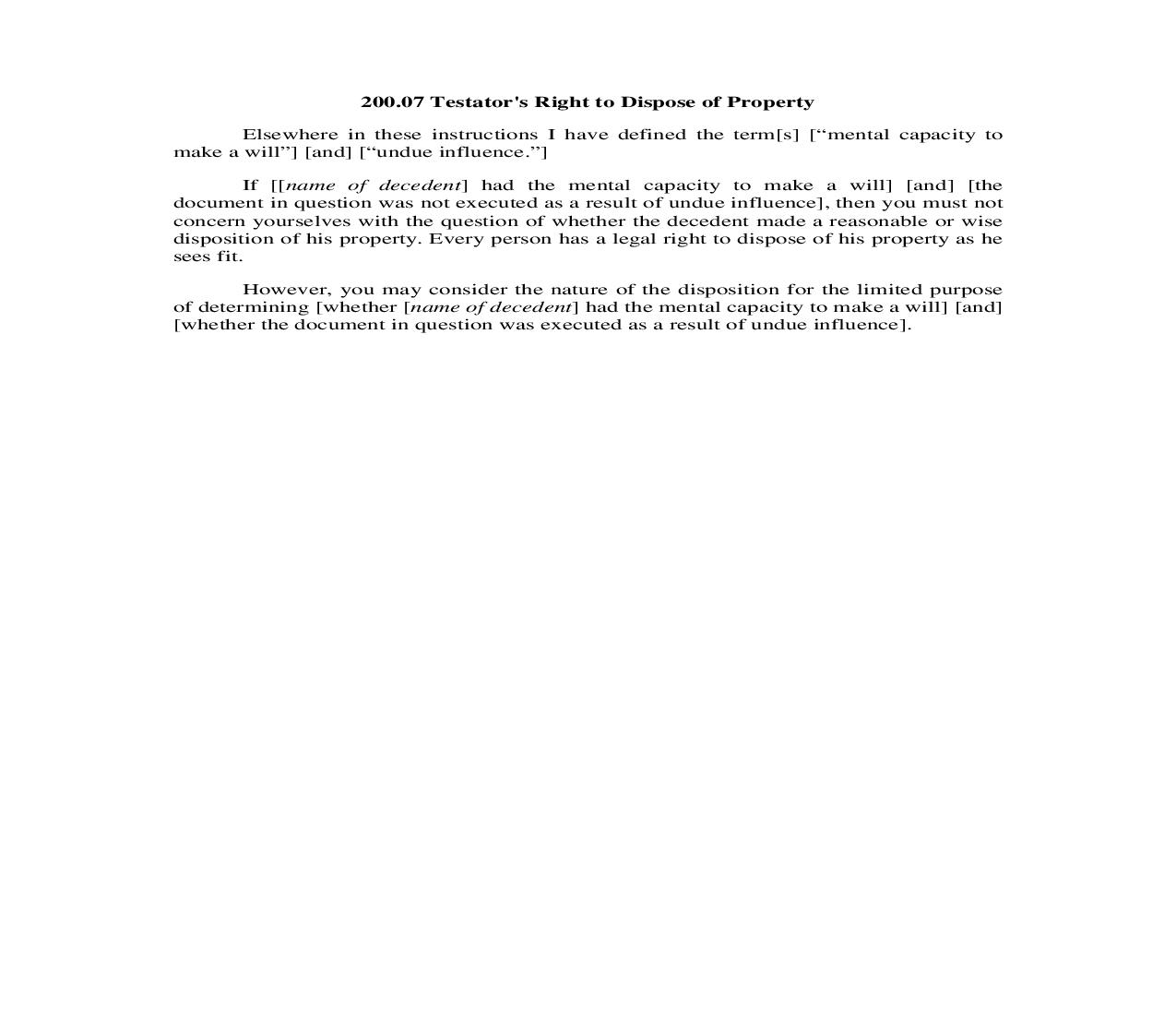 200.07. Testators Right to Dispose of Property | Pdf Doc Docx | Illinois_JI