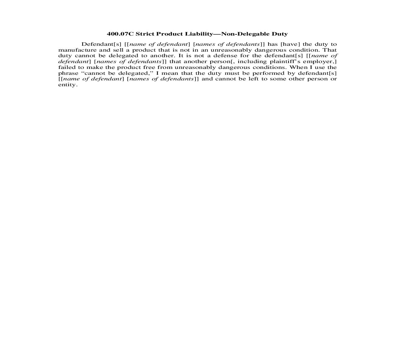 400.07C. Strict Product Liability-Non-Delegable Duty | Pdf Doc Docx | Illinois_JI