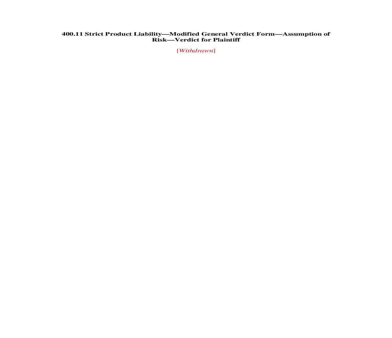 400.11. Strict Product Liability-Modified General Verdict Form-Assumption of Risk-Verdict for Plaintiff | Pdf Doc Docx | Illinois_JI