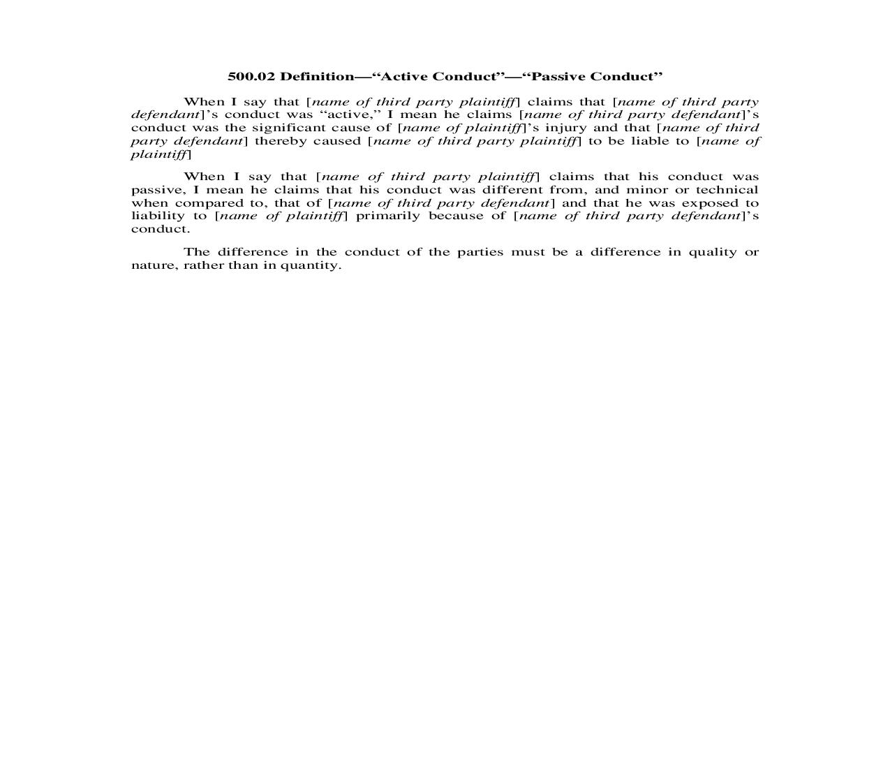500.02. Definition-Active Conduct-Passive Conduct | Pdf Doc Docx | Illinois_JI