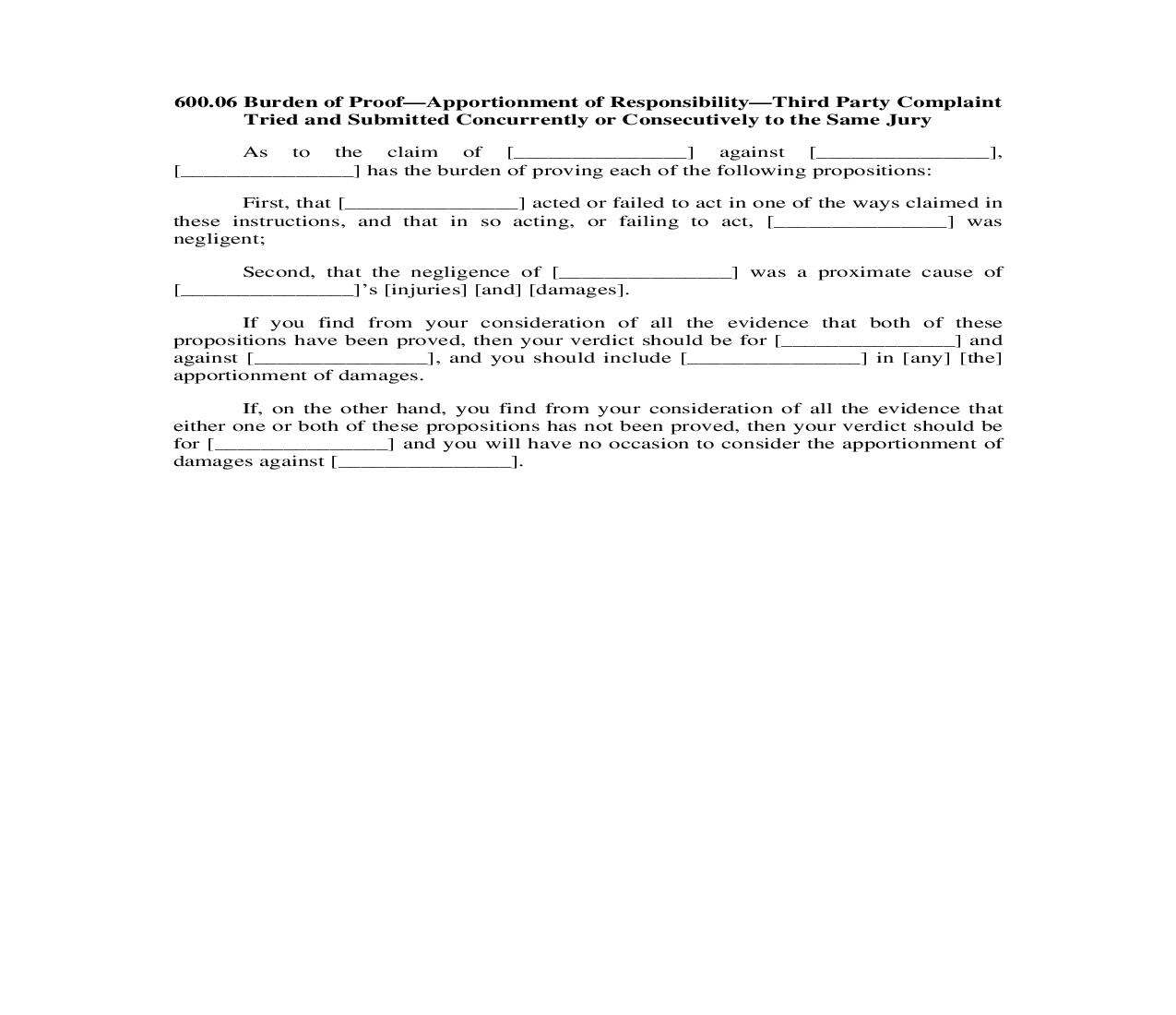 600.06. Burden of Proof-Apportionment of Resp.-3rd Pty Complaint Tried Submitted Concurrently or Consecutively Same Jury | Pdf Doc Docx | Illinois_JI