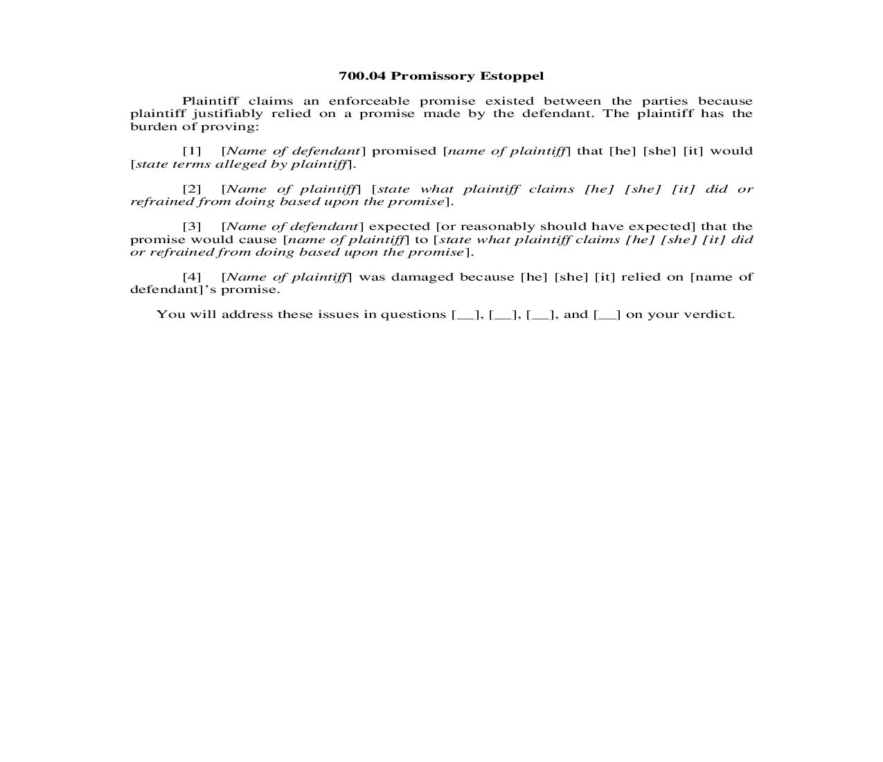 700.04. Promissory Estoppel | Pdf Doc Docx | Illinois_JI