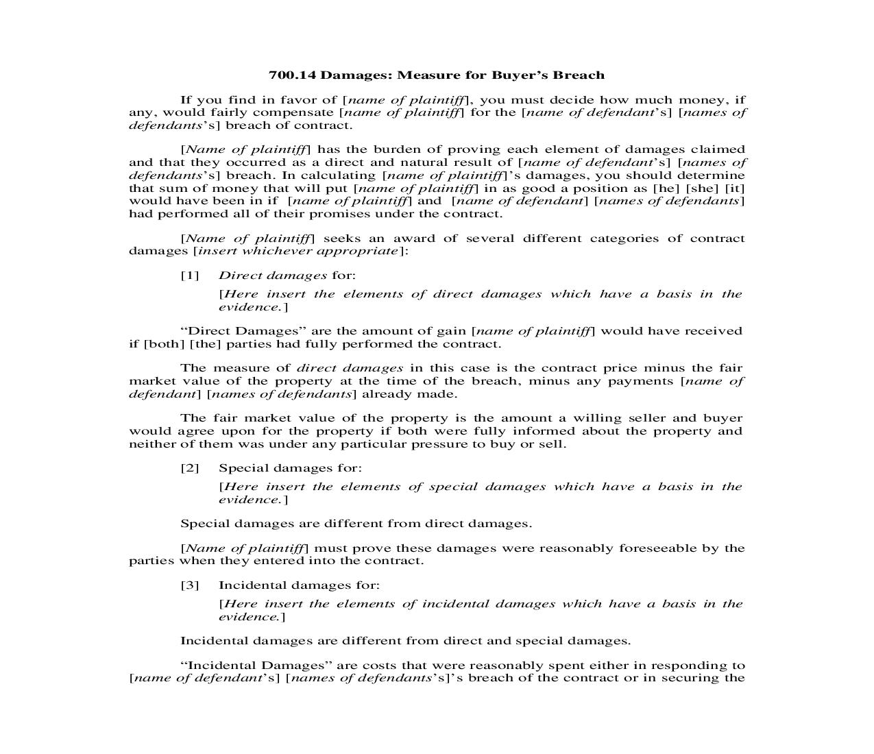 700.14. Damages-Measure for Buyers Breach | Pdf Doc Docx | Illinois_JI