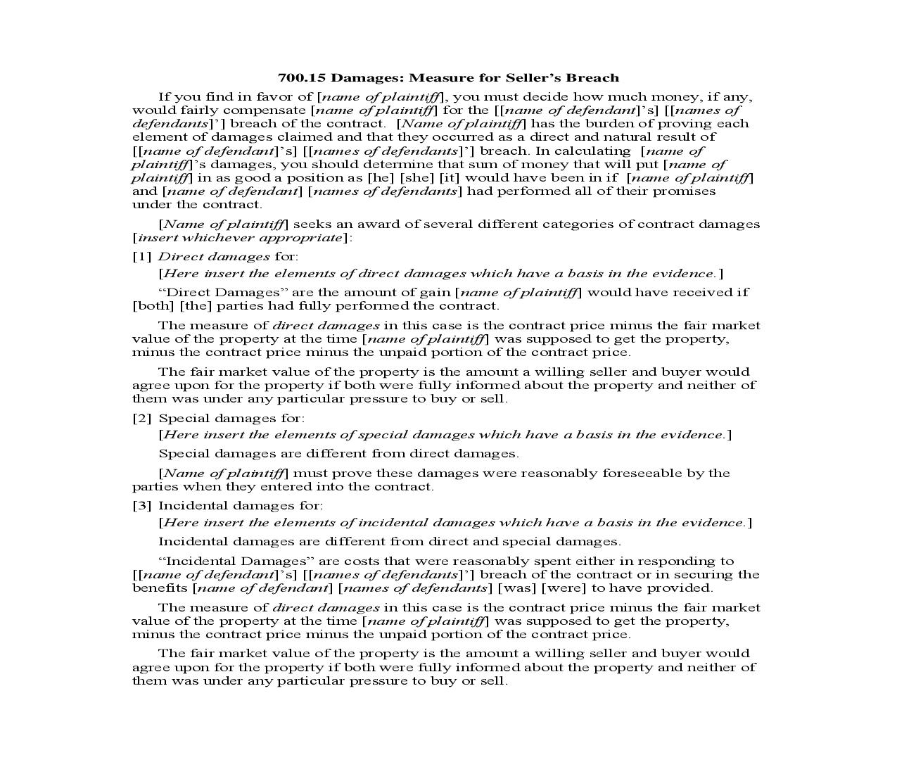 700.15. Damages-Measure for Sellers Breach | Pdf Doc Docx | Illinois_JI