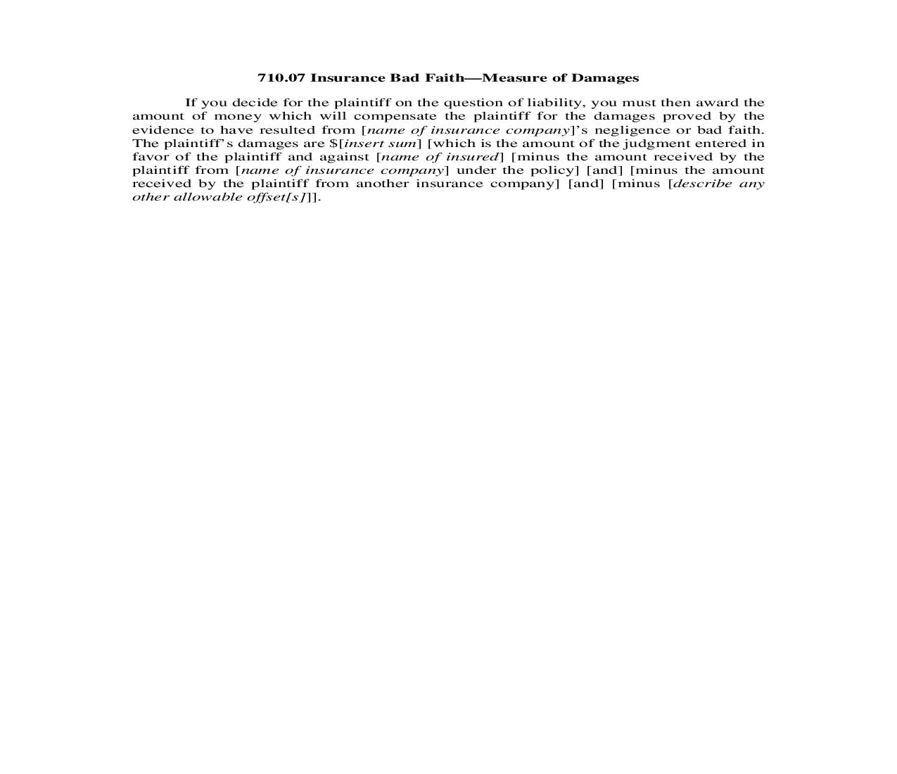 710.07. Insurance Bad Faith-Measure of Damages | Pdf Doc Docx | Illinois_JI
