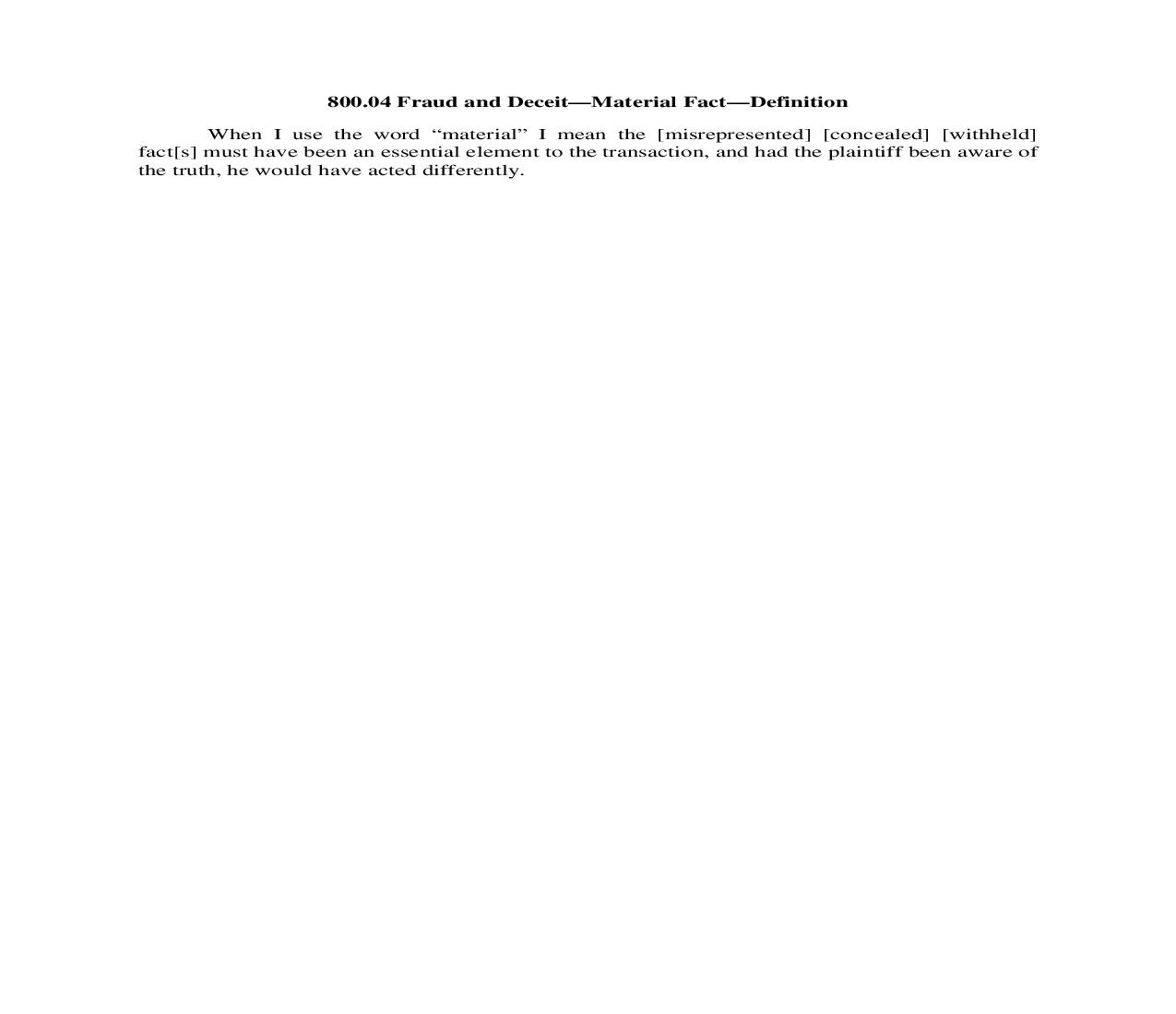 800.04. Fraud and Deceit-Material Fact-Definition | Pdf Doc Docx | Illinois_JI