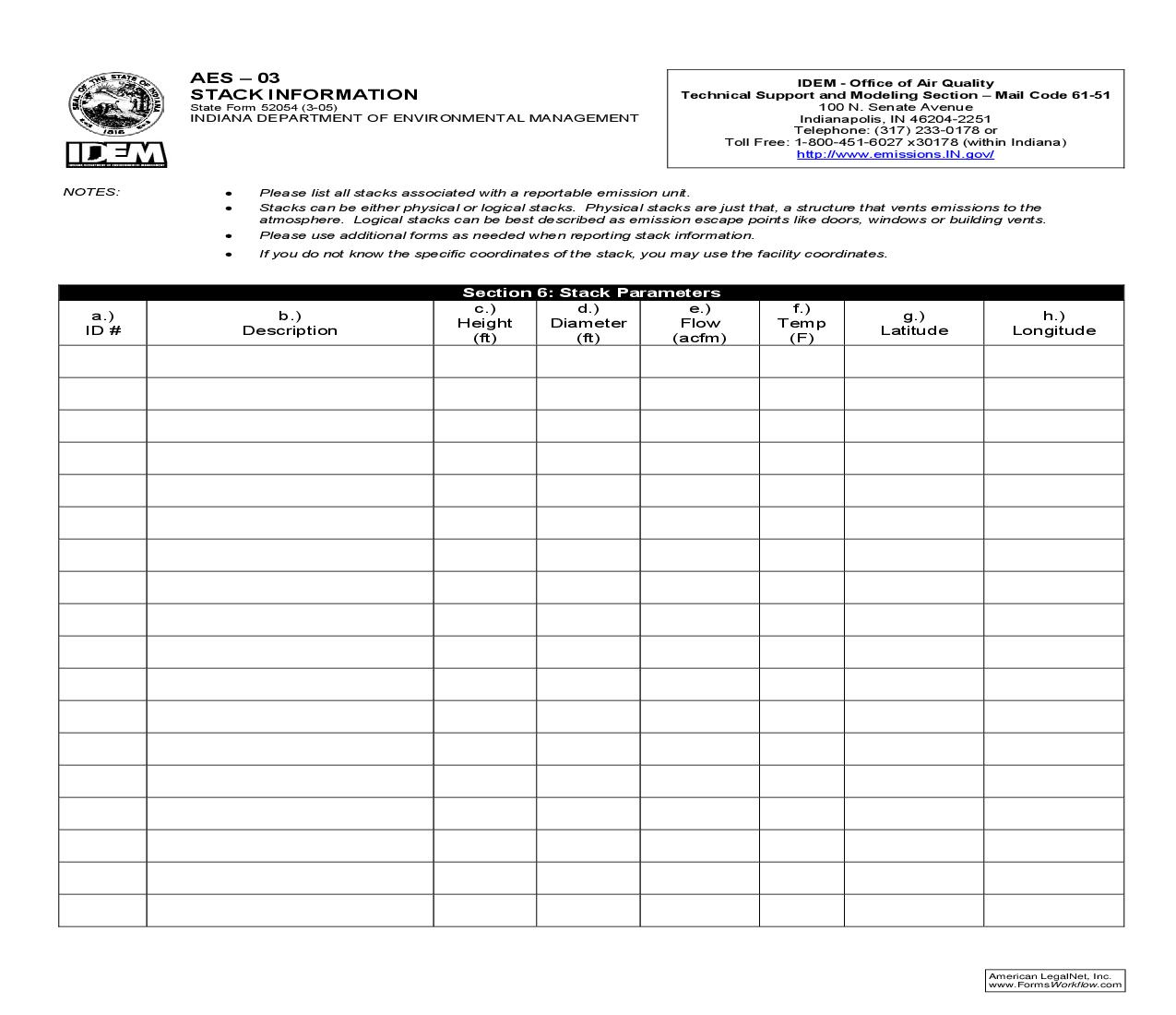 AES-03 Stack Information {52054} |  | Indiana