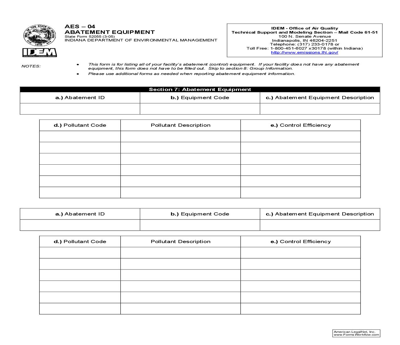 AES-04 Abatement Equipment {52055} |  | Indiana