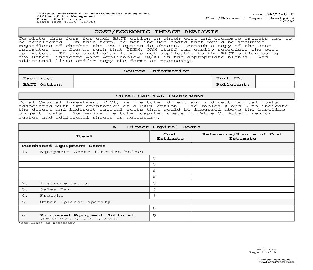 BACT 01B Cost Economic Impact Analysis {49554} |  | Indiana