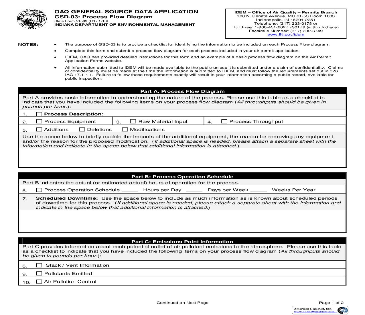OAQ General Source Data Application GSD-03 Process Flow Diagram {51599} |  | Indiana