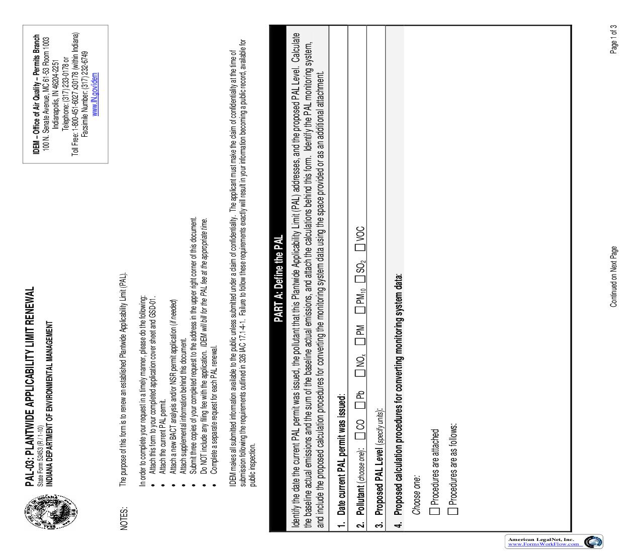 PAL-03 Plantwide Applicability Limit Renewal {52453} |  | Indiana