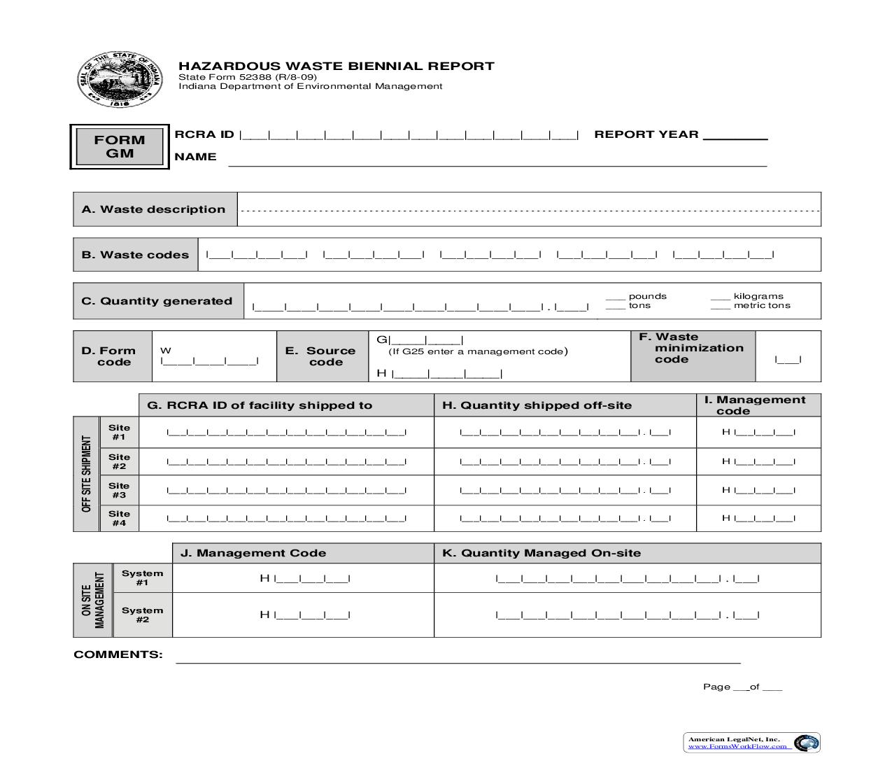 Hazardous Waste Biennial Report GM {52388} |  | Indiana