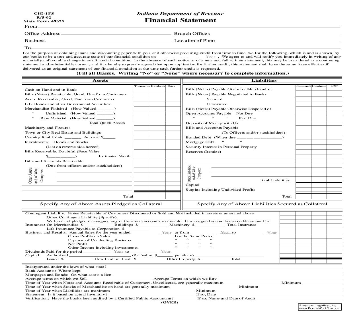 Financial Statement {CIG-1FS} |  | Indiana