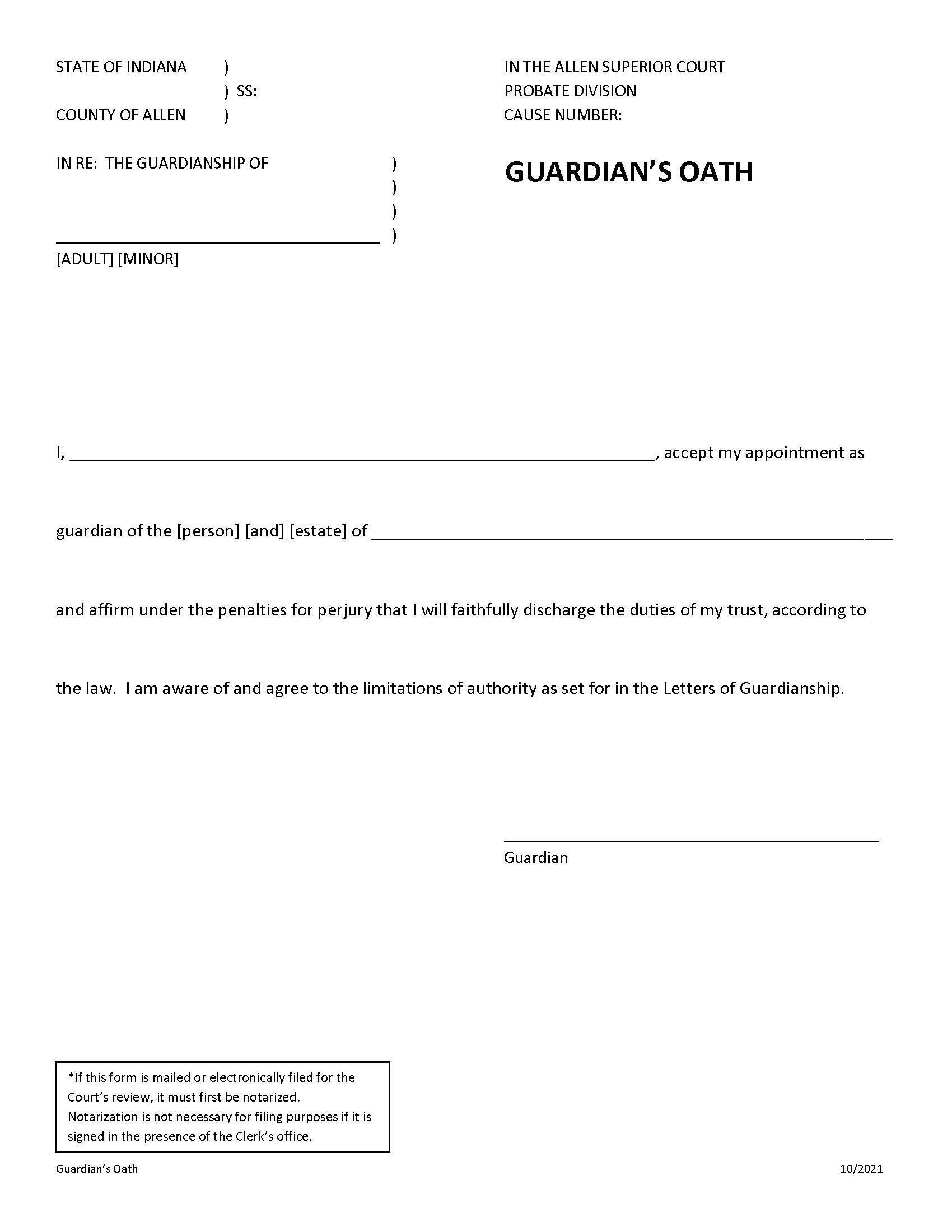 Guardians Oath | Pdf Fpdf Docx | Indiana