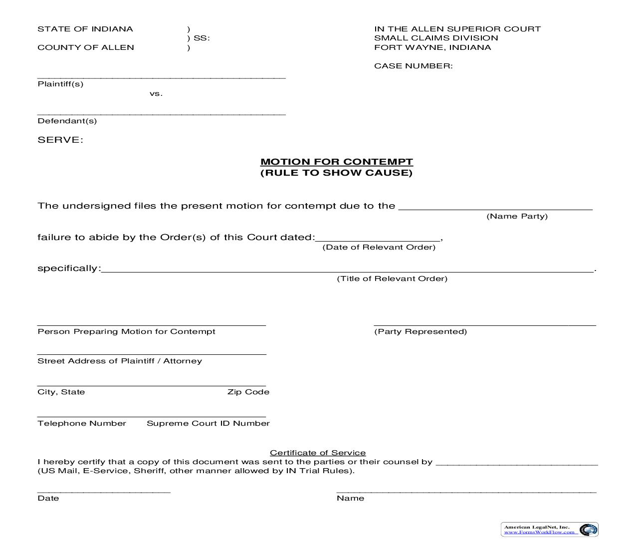 Motion For Contempt And Contempt Citation (Rule To Show Cause) | Pdf Fpdf Doc Docx | Indiana