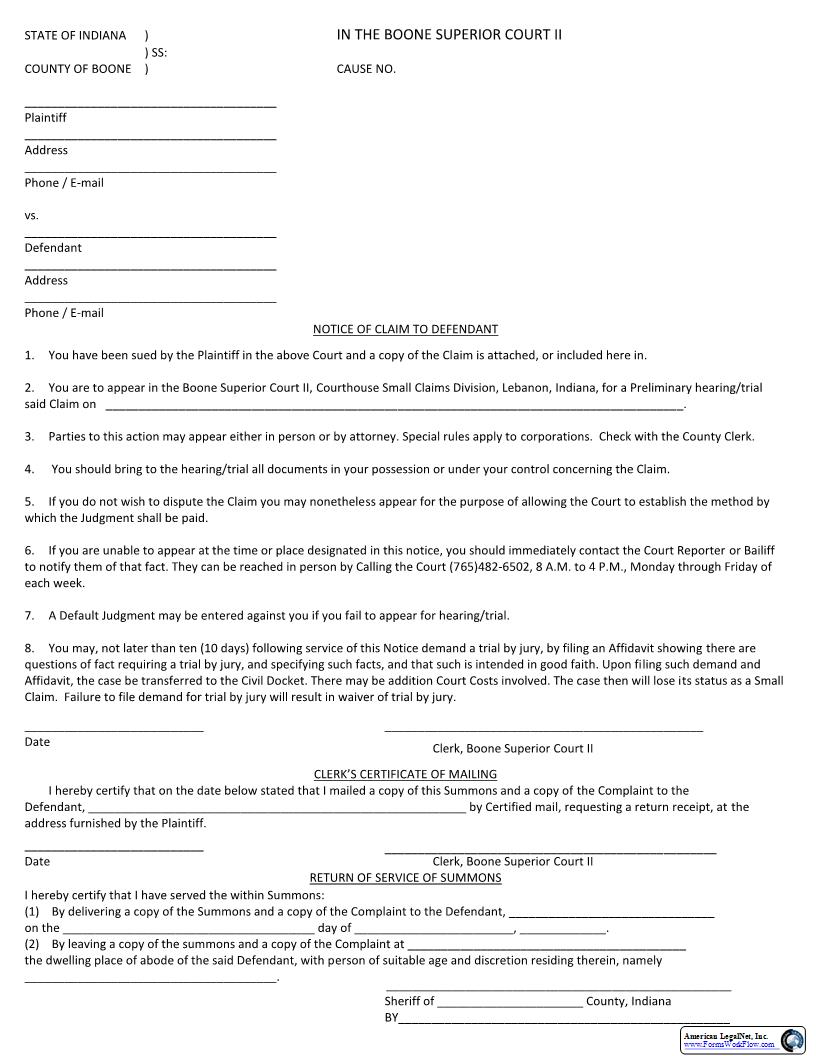 Notice Of Claim To Deft Certificate Of Mailing Return Service | Pdf Fpdf Docx | Indiana