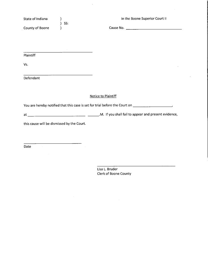 Notice To Plaintiff (SC) | Pdf Fpdf Docx | Indiana