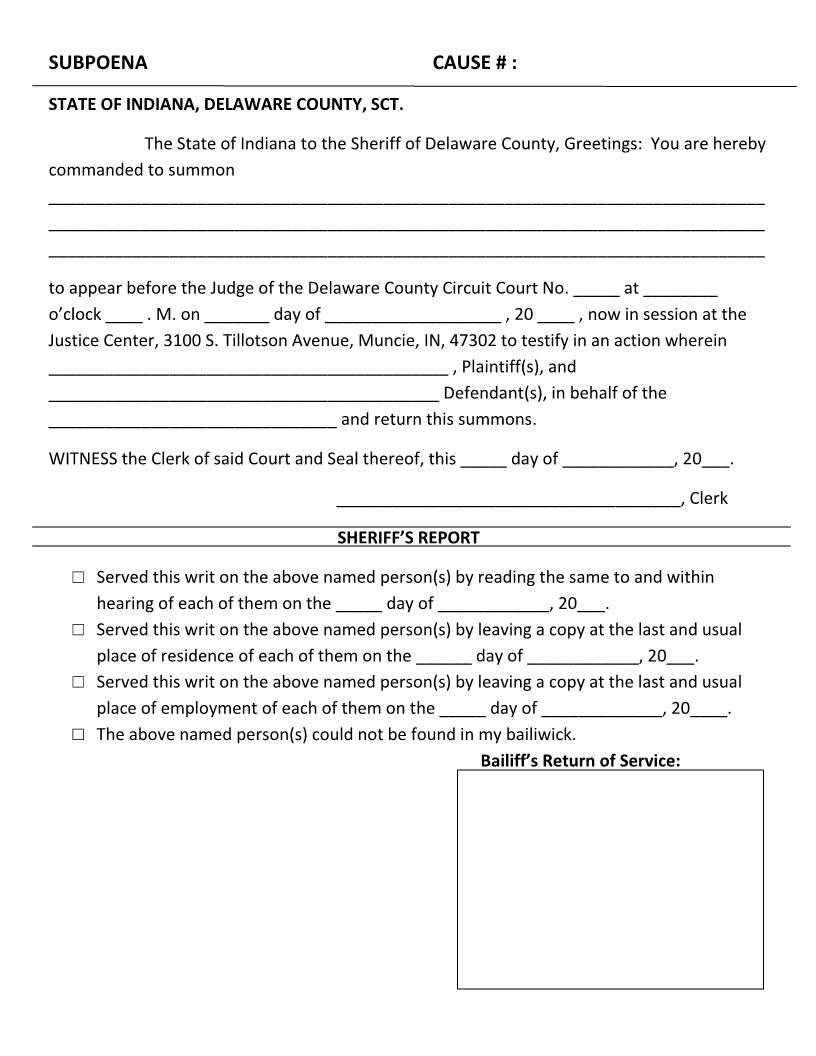Subpoena | Pdf Fpdf Doc Docx | Indiana