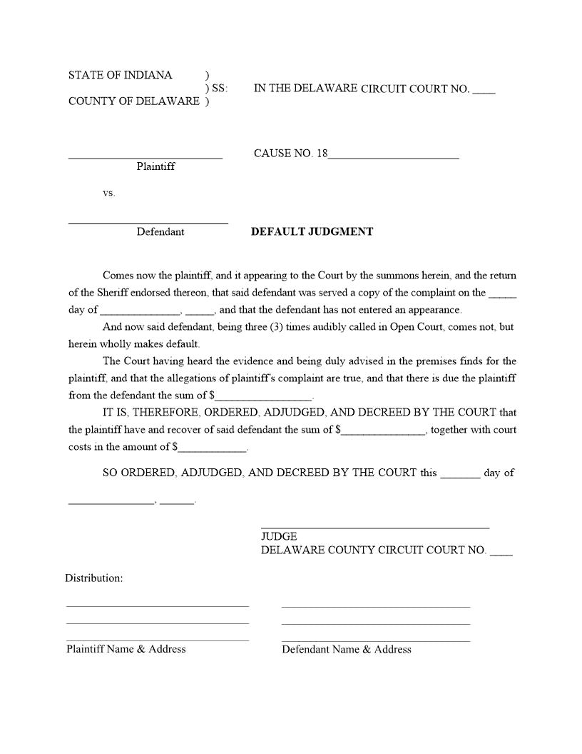 Default Judgment | Pdf Fpdf Doc Docx | Indiana