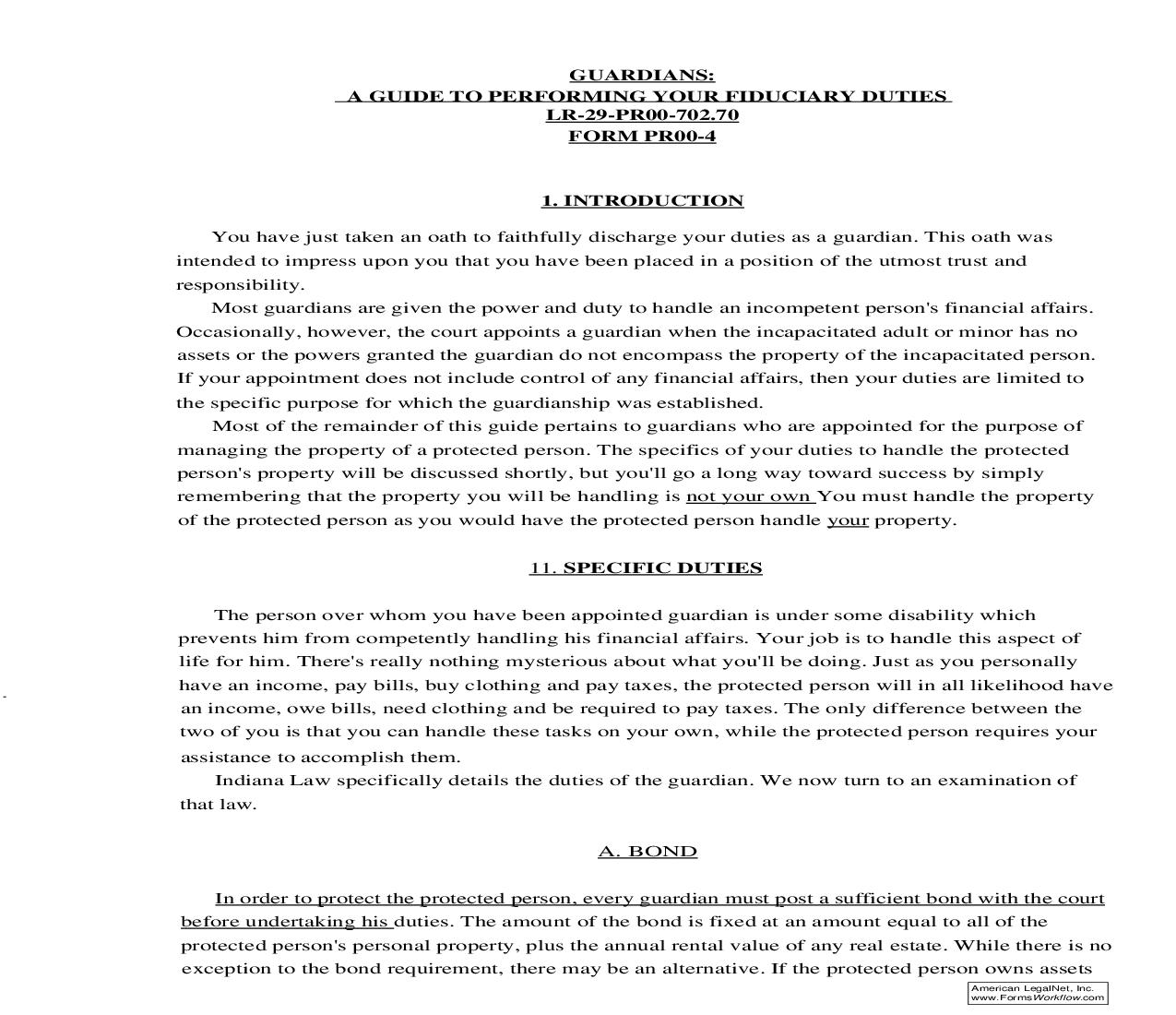 Guardians A Guide To Performing Your Fiduciary Duties {PR4} | Pdf Fpdf Doc Docx | Indiana