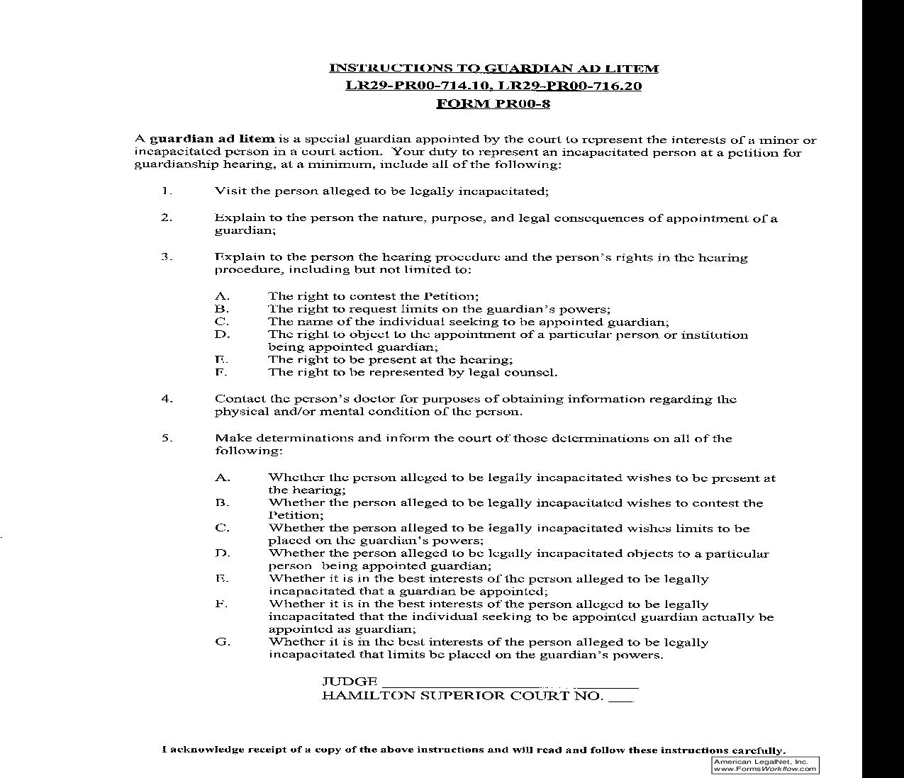 Instructions To Guardian Ad Litem {PR8} | Pdf Fpdf Doc Docx | Indiana