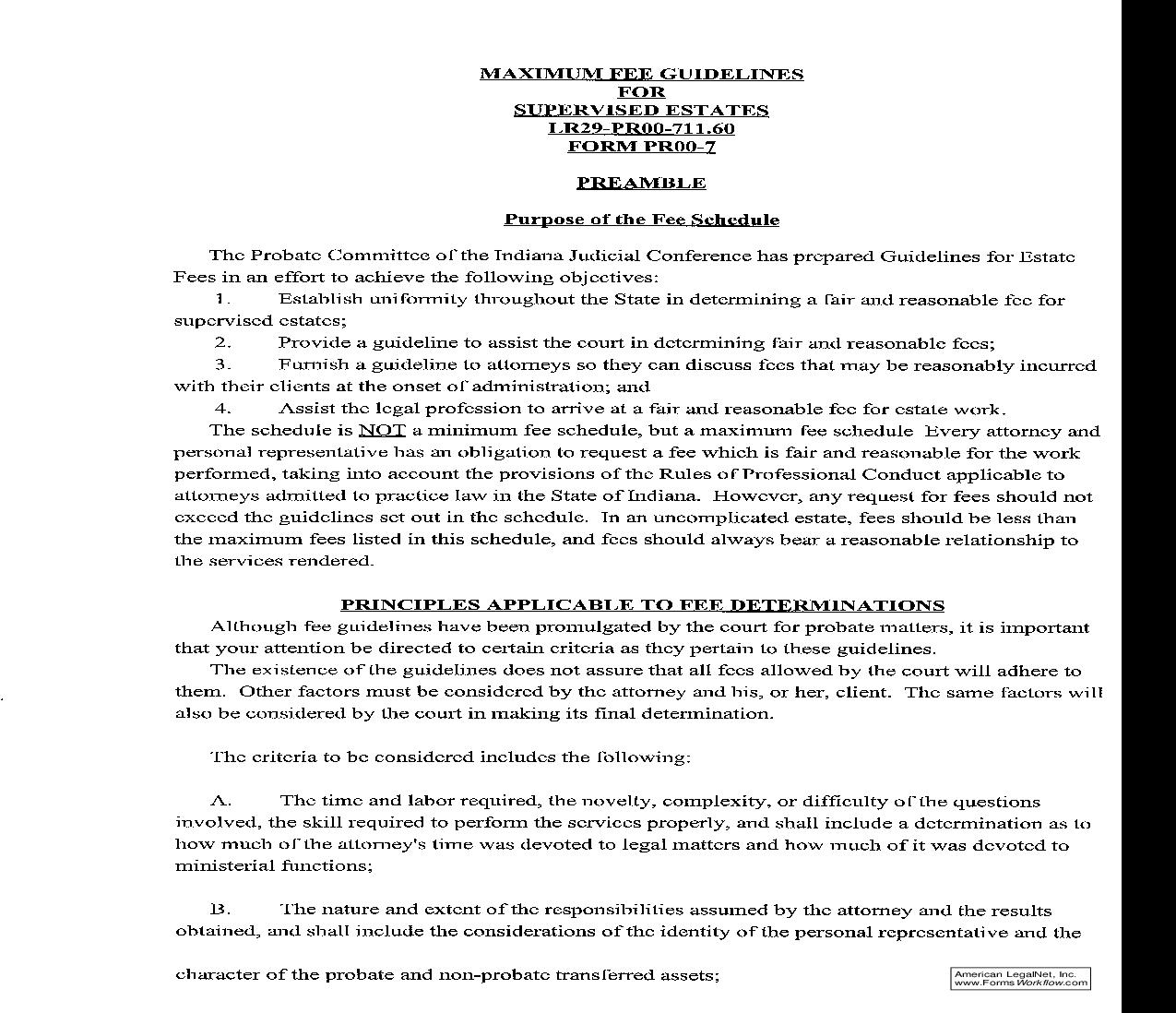 Maximum Fee Guidelines For Supervised Estates {PR7} | Pdf Fpdf Doc Docx | Indiana