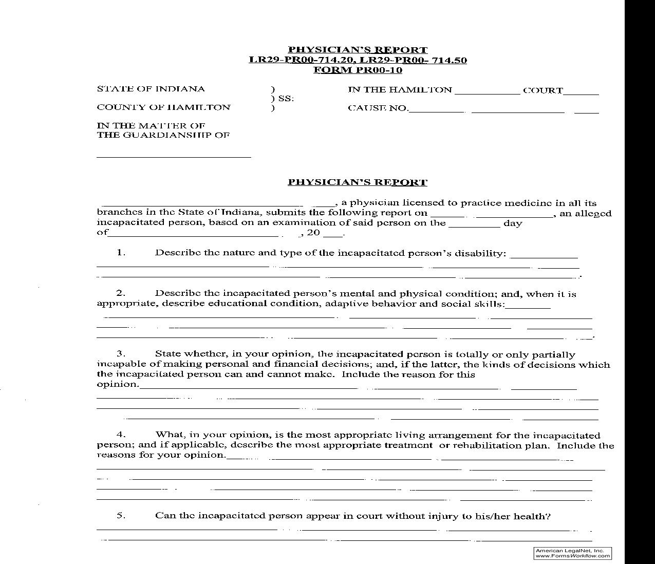 Physicians Report {PR10} | Pdf Fpdf Doc Docx | Indiana