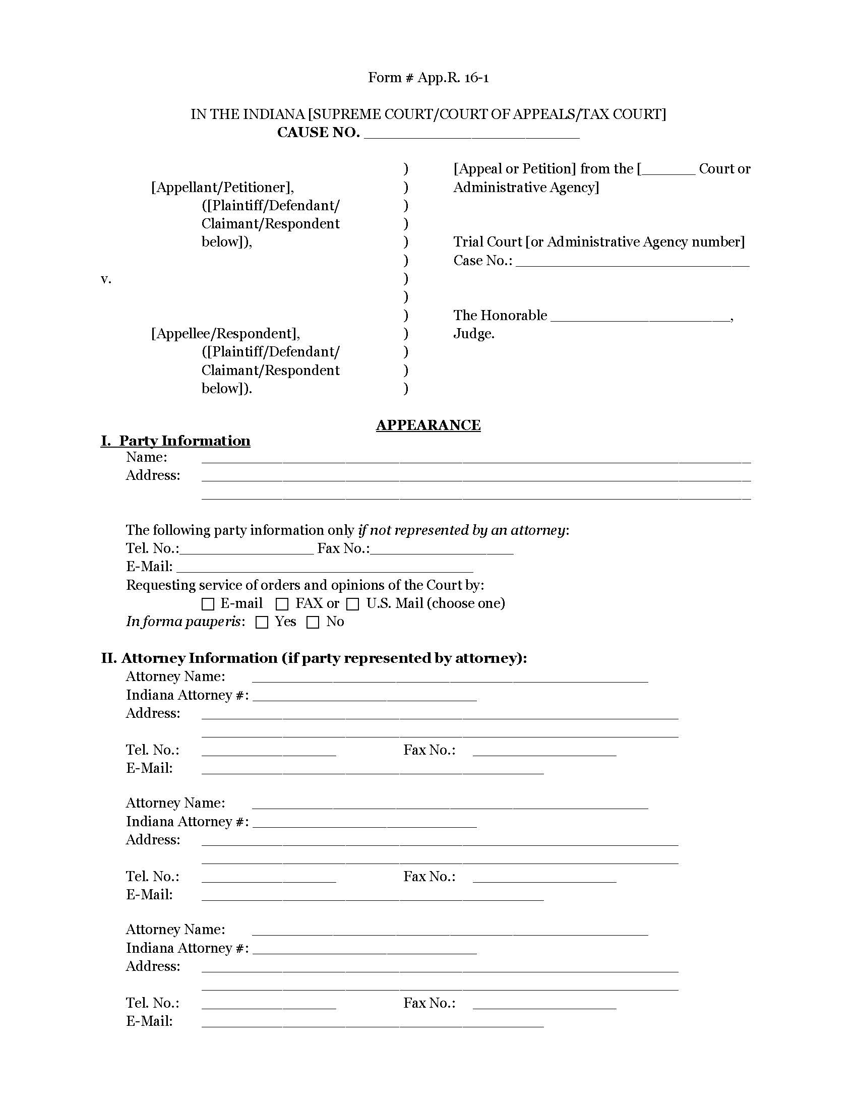 Appellees Notice Of Appearance {16-1} | Pdf Fpdf Doc Docx | Indiana