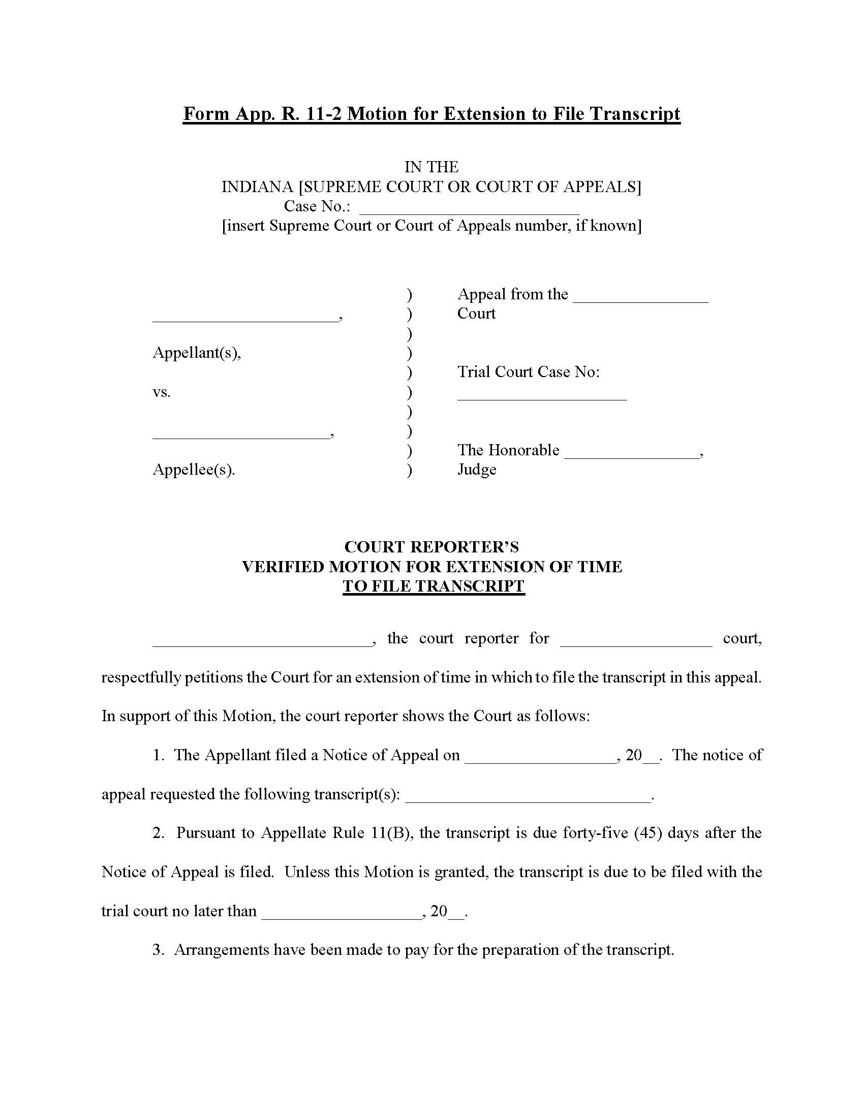 Motion For Extension To File Transcript | Pdf Fpdf Doc Docx | Indiana