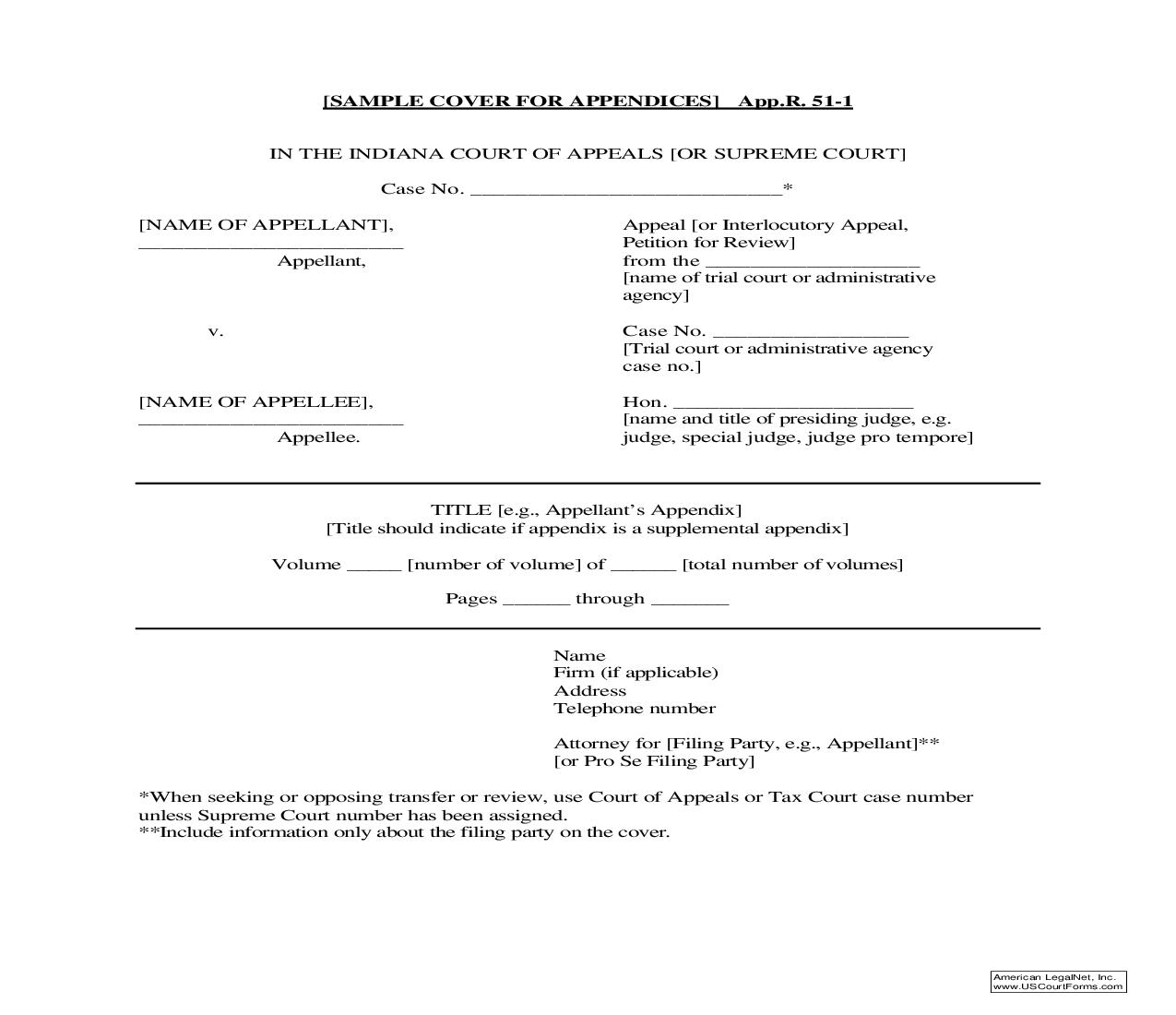 Sample Cover For Appendices | Pdf Fpdf Doc Docx | Indiana