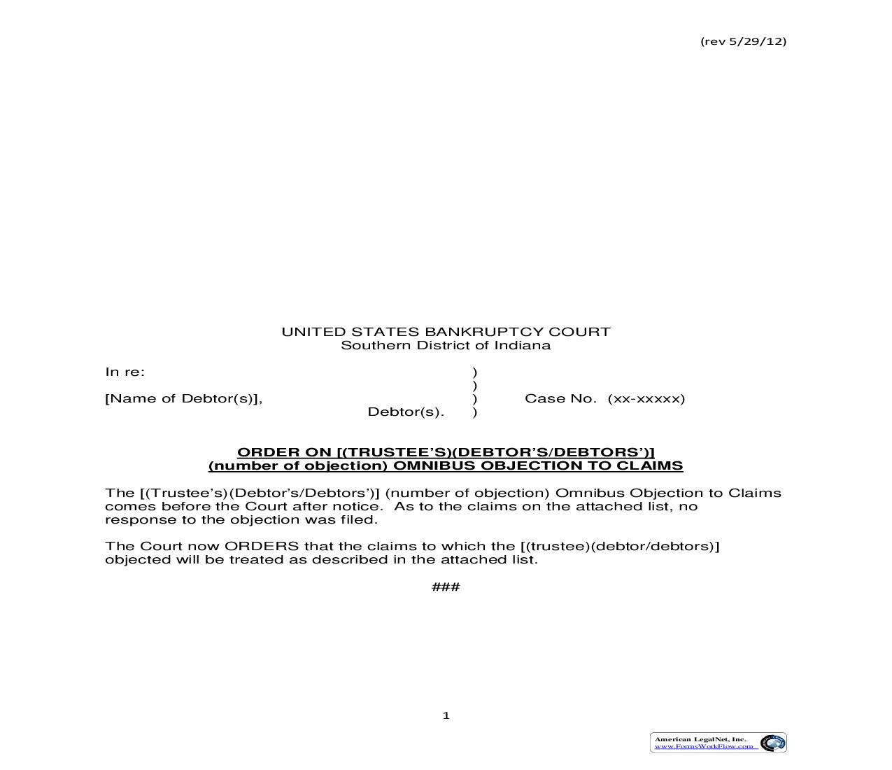 Order On Omnibus Objection To Claims | Pdf Fpdf Doc Docx | Indiana