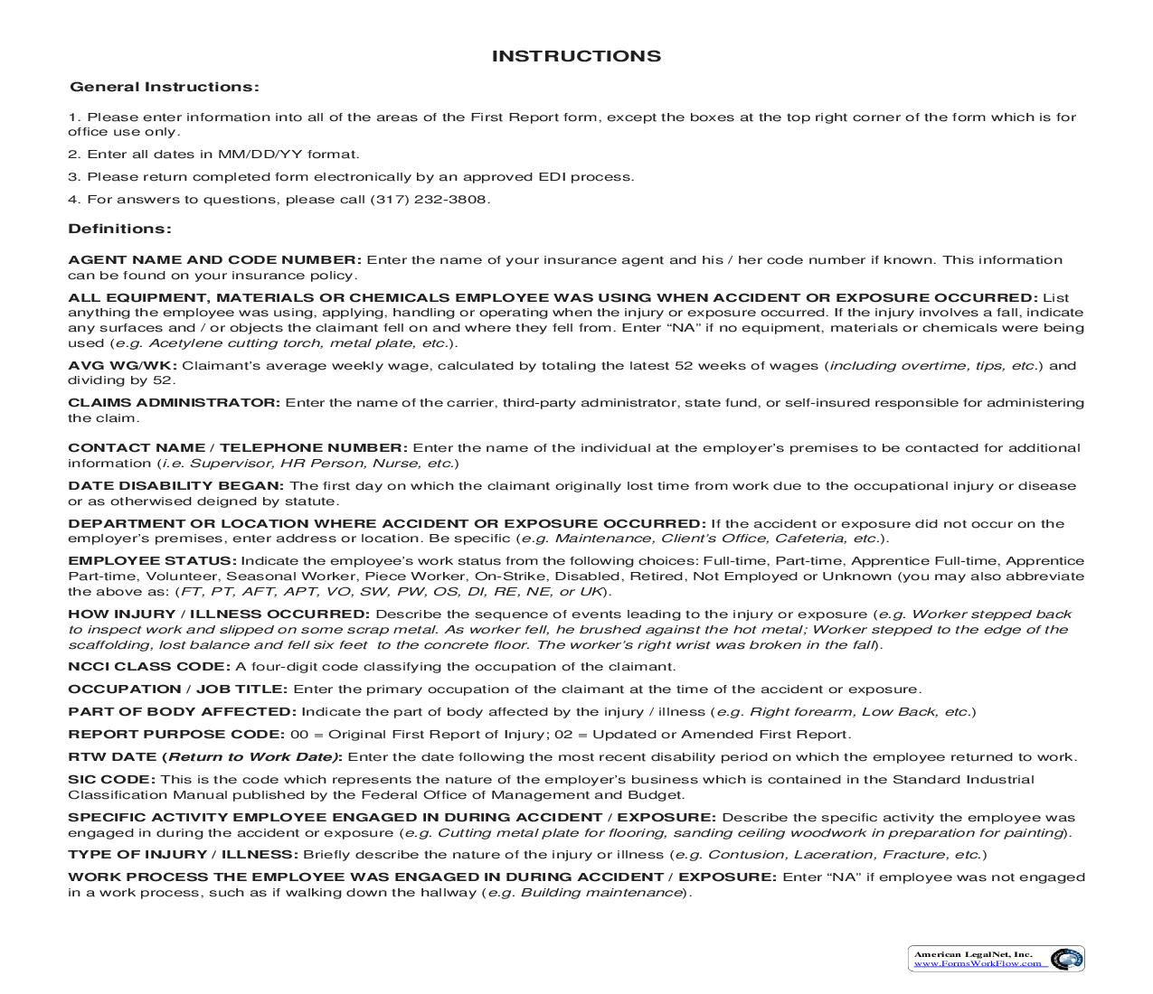 First Report Of Employee Injury Illness {34401} | Pdf Fpdf Doc Docx | Indiana