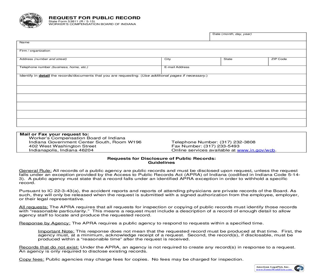 Request For Public Record {53811} | Pdf Fpdf Doc Docx | Indiana