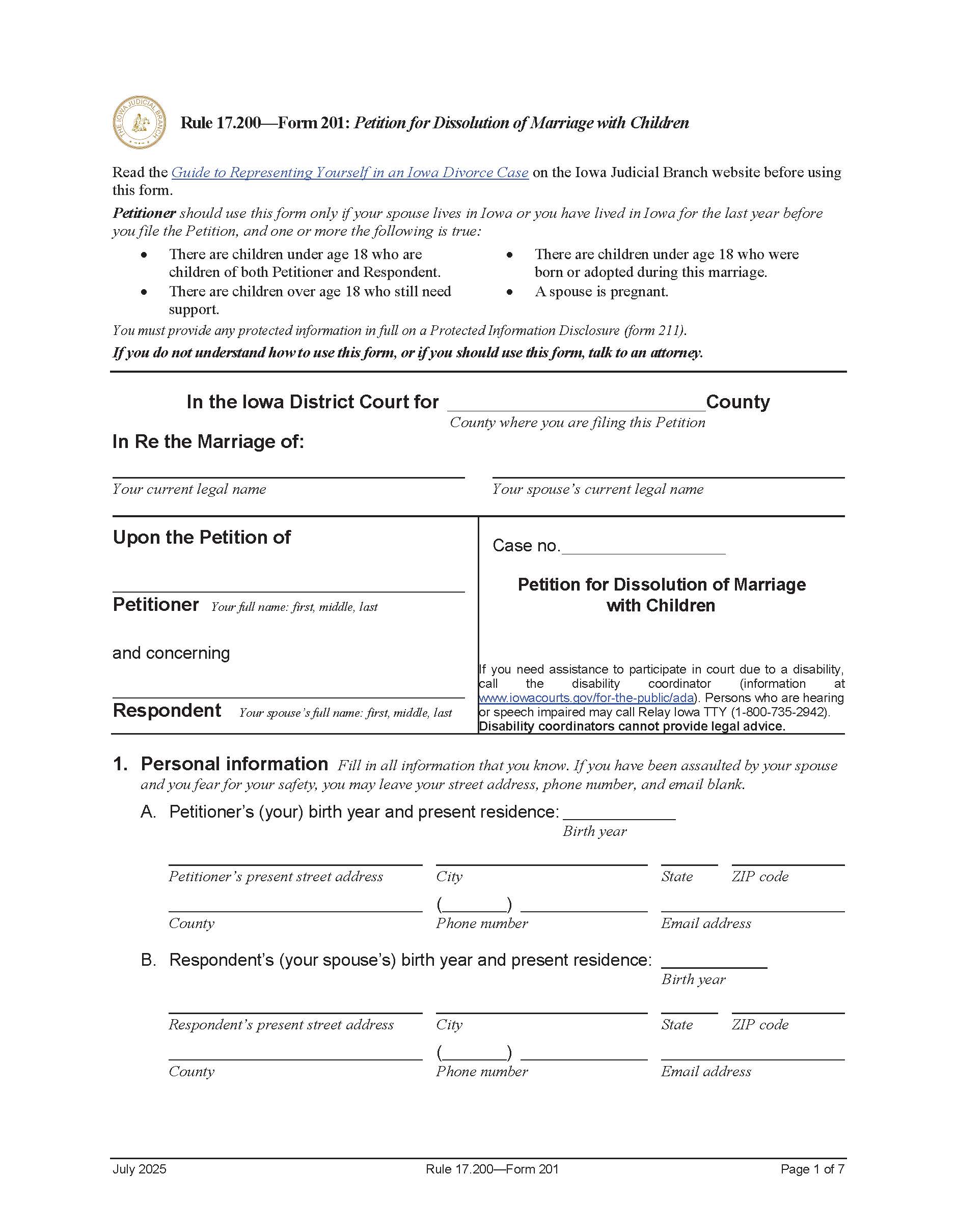 Affidavit Of Service Original Notice And Petition For Dissolution Of Marriage {Form 210} | Pdf Fpdf Doc Docx | Iowa