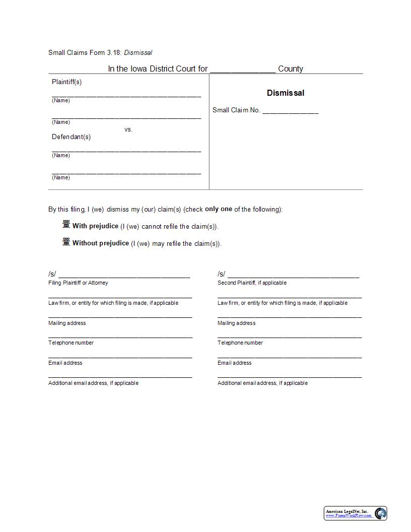 Dismissal {eForm3.18} | Pdf Fpdf Docx | Iowa