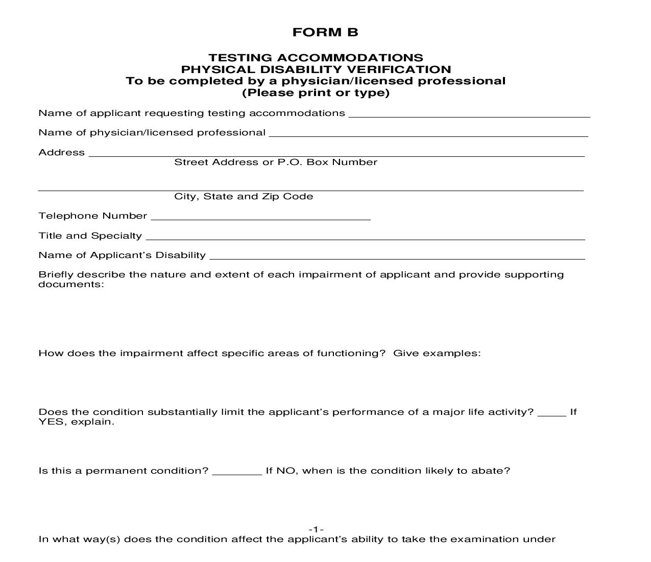 Application For Testing Accommodations - Form B | Pdf Fpdf Doc Docx | Iowa