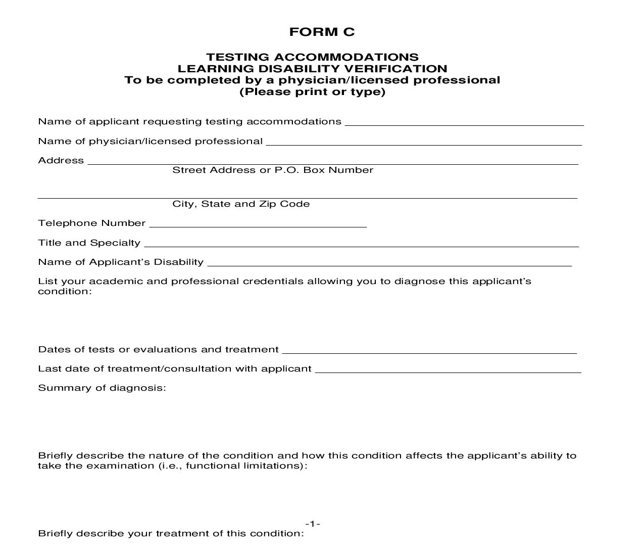 Application For Testing Accommodations - Form C | Pdf Fpdf Doc Docx | Iowa