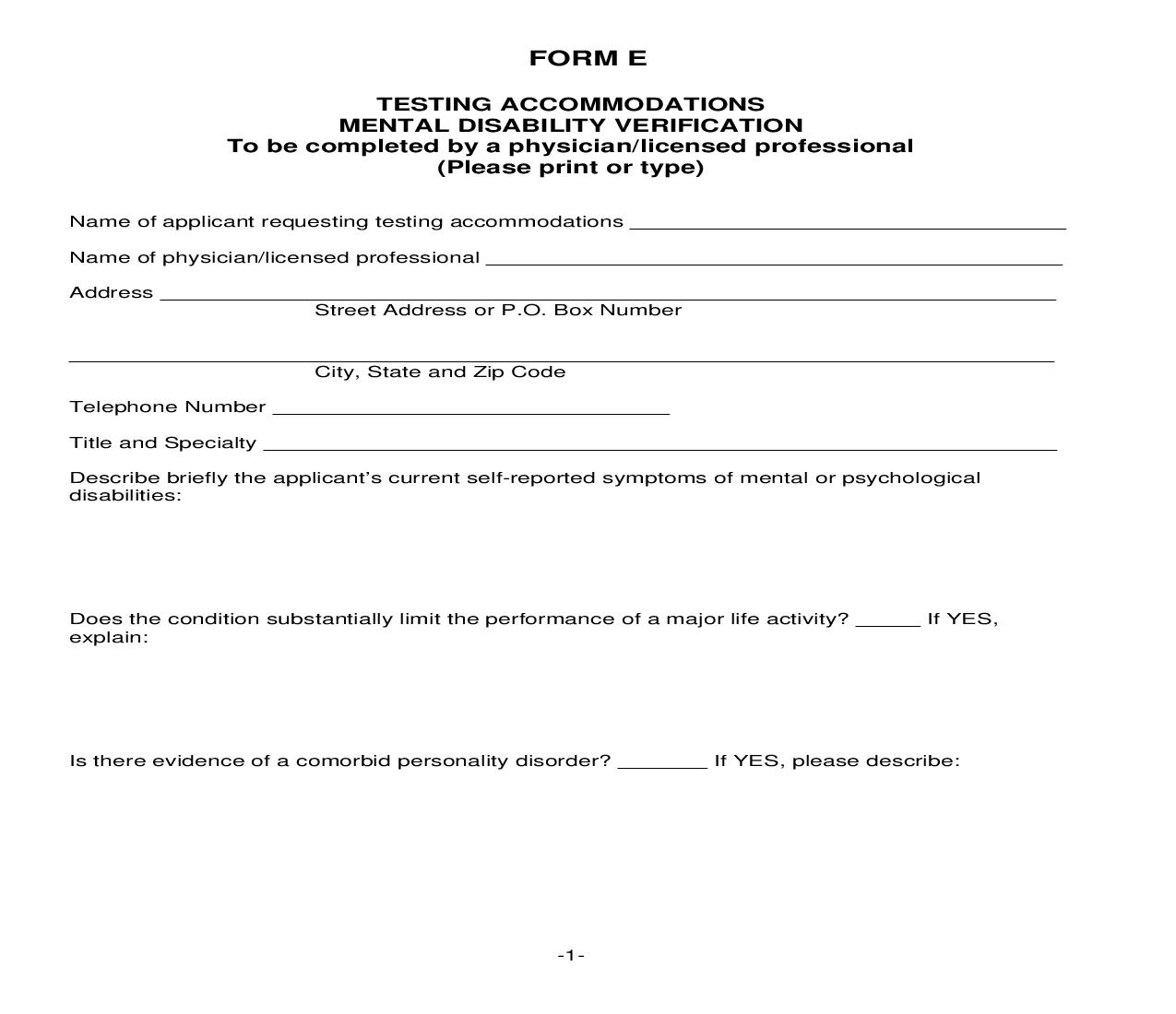 Application For Testing Accommodations - Form E | Pdf Fpdf Doc Docx | Iowa