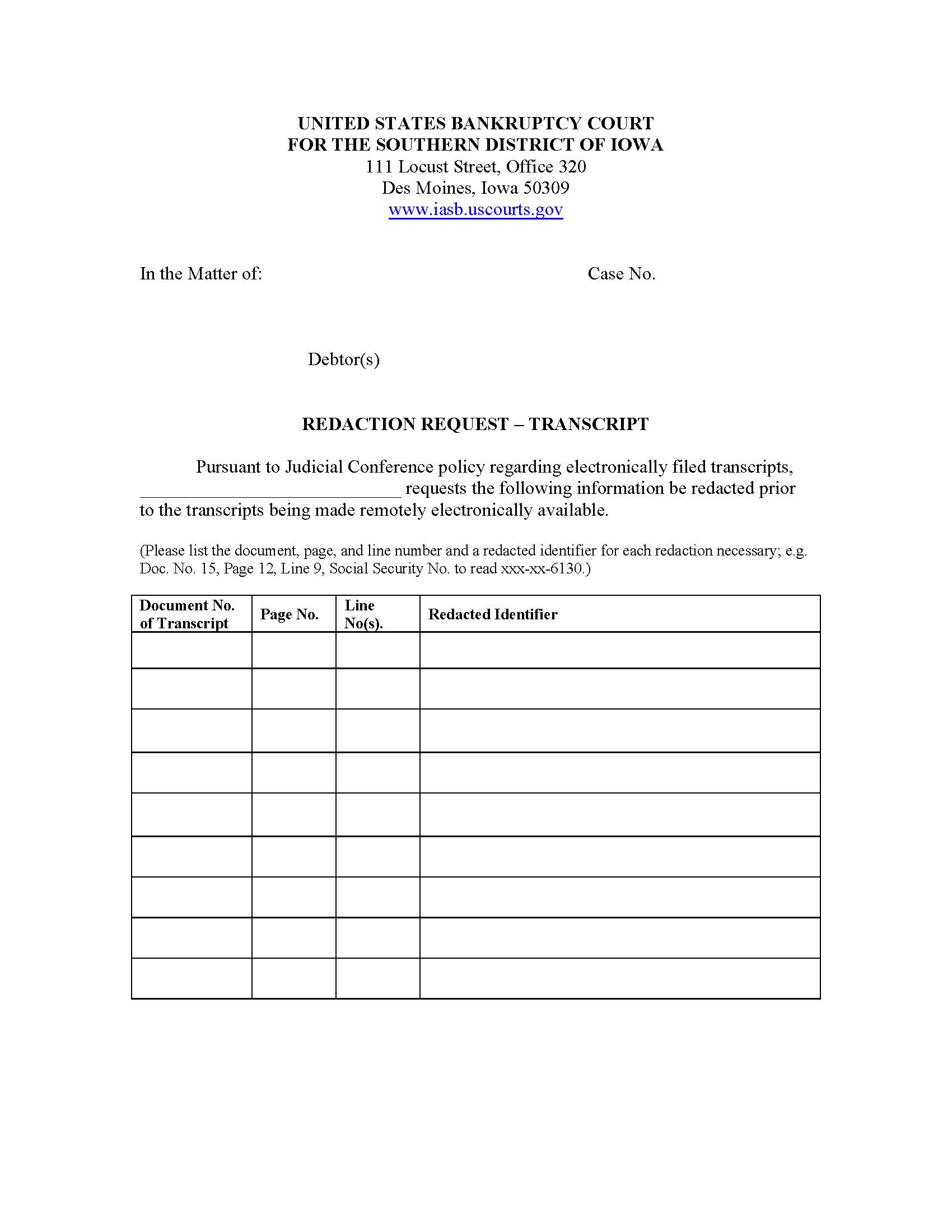 Redaction Request - Transcript | Pdf Fpdf Doc Docx | Iowa