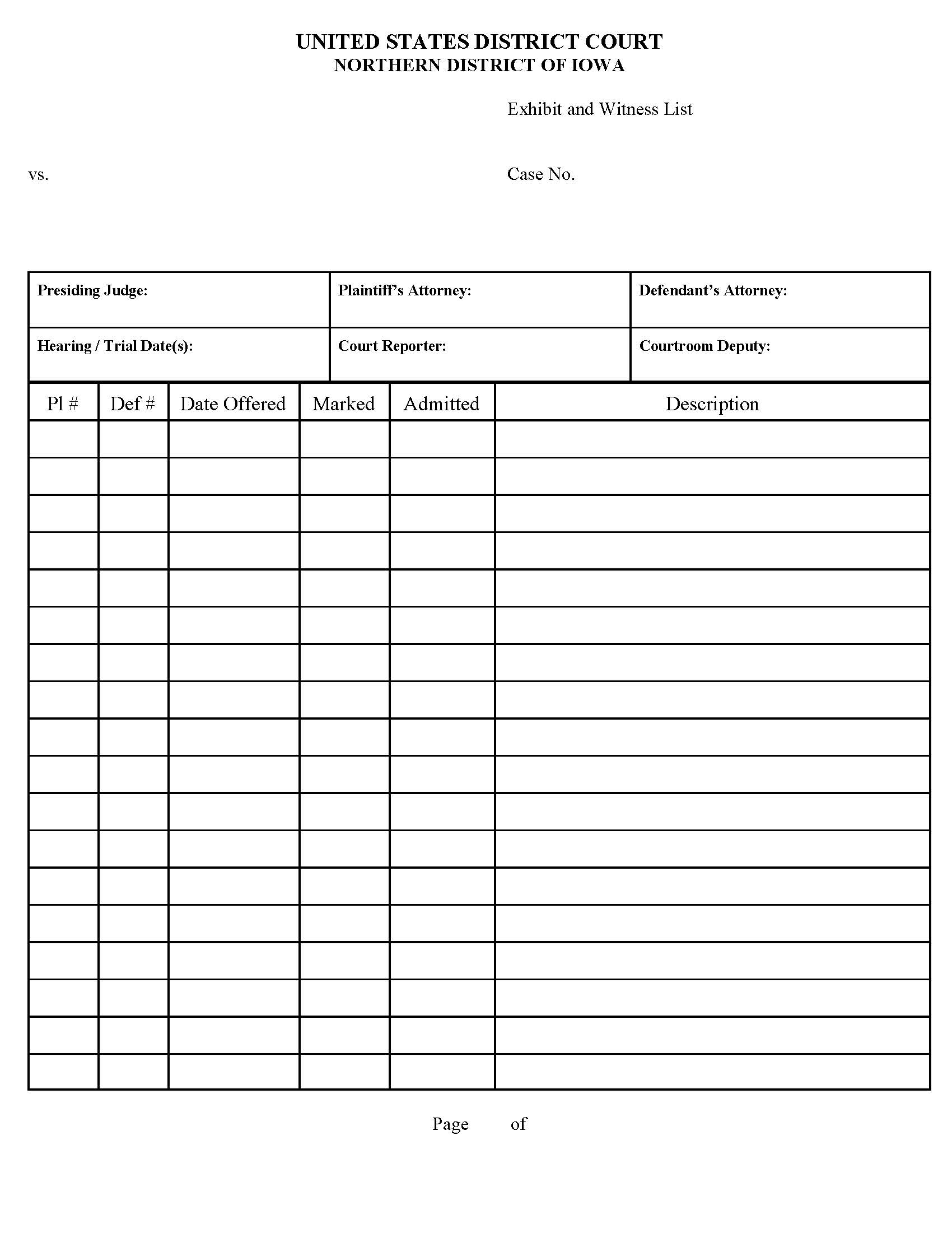 Exhibit And Witness List | Pdf Fpdf Docx | Iowa