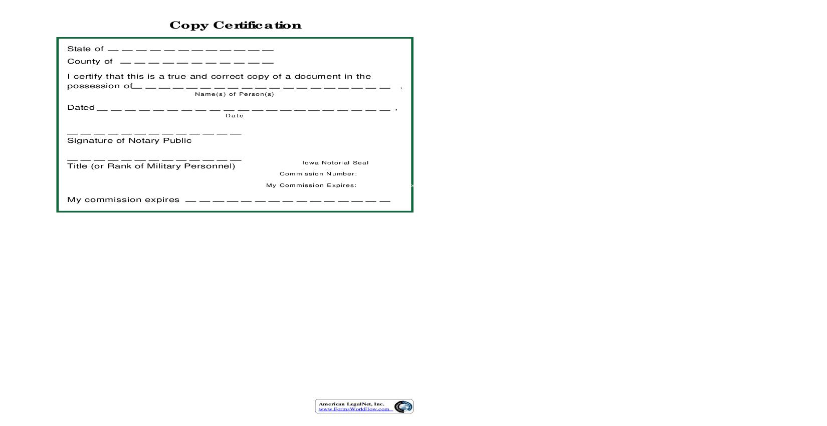 Copy Certification | Pdf Fpdf Doc Docx | Iowa