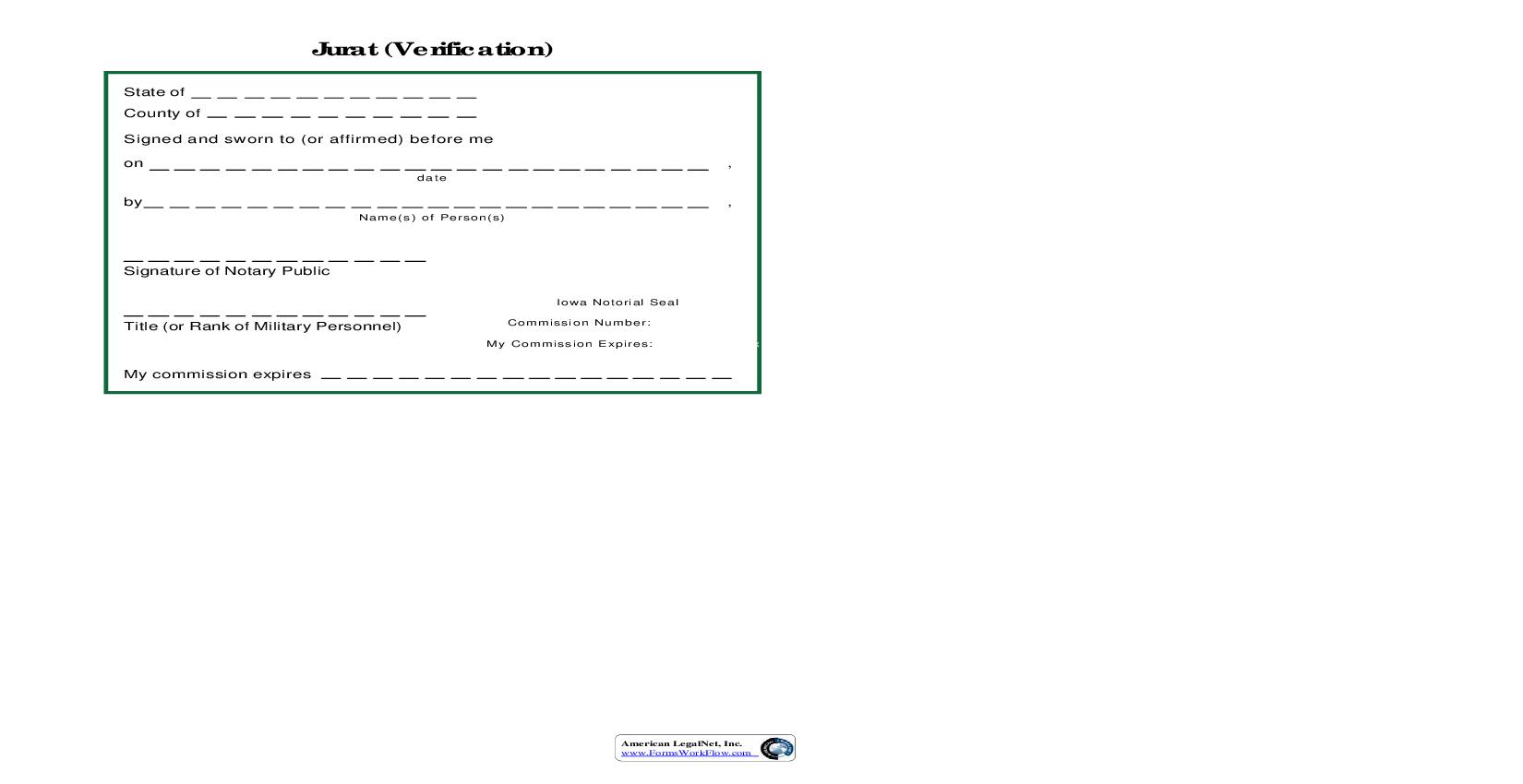 Jurat (Verification) | Pdf Fpdf Doc Docx | Iowa